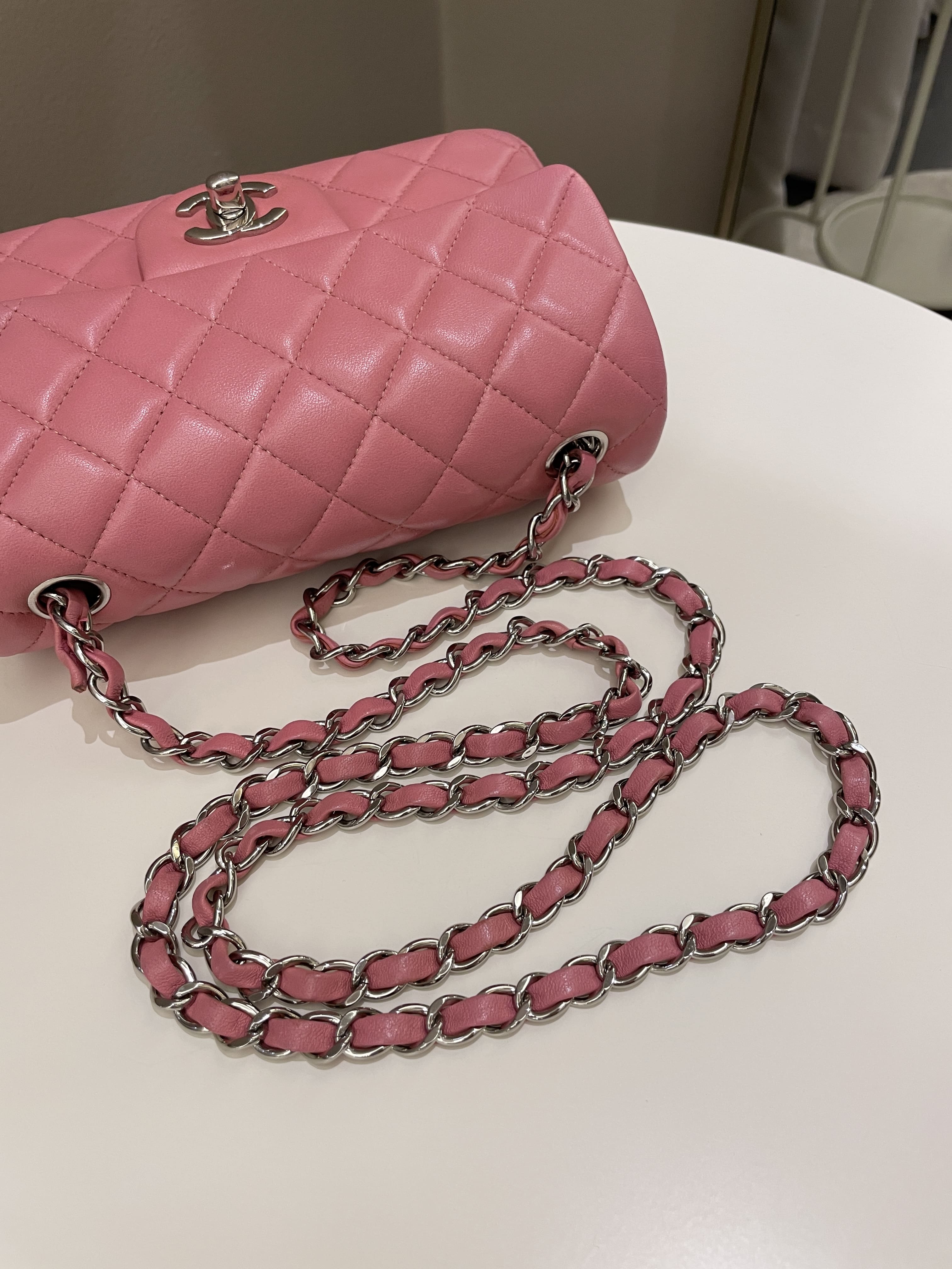 Chanel Classic Quilted Mini Rectangular Mauve Pink Lambskin
