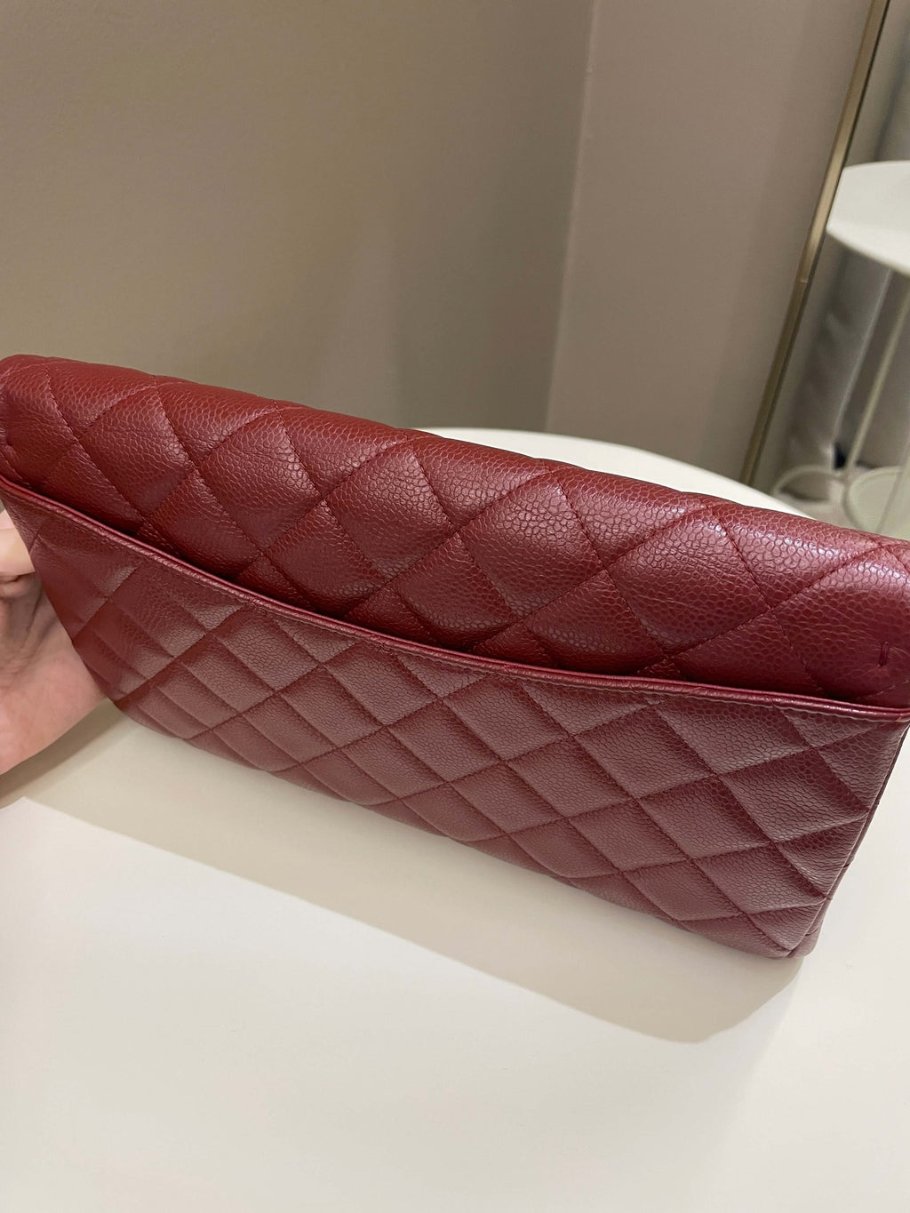 Chanel Quilted Timeless Flap Clutch Bag Burgundy Caviar
