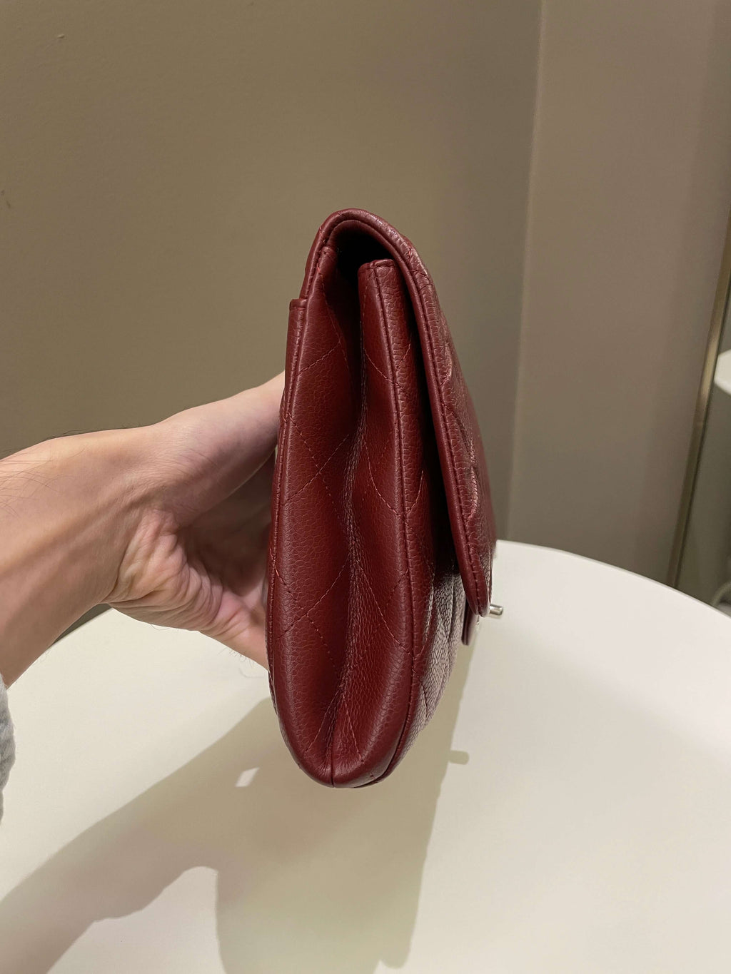 Chanel Quilted Timeless Flap Clutch Bag Burgundy Caviar