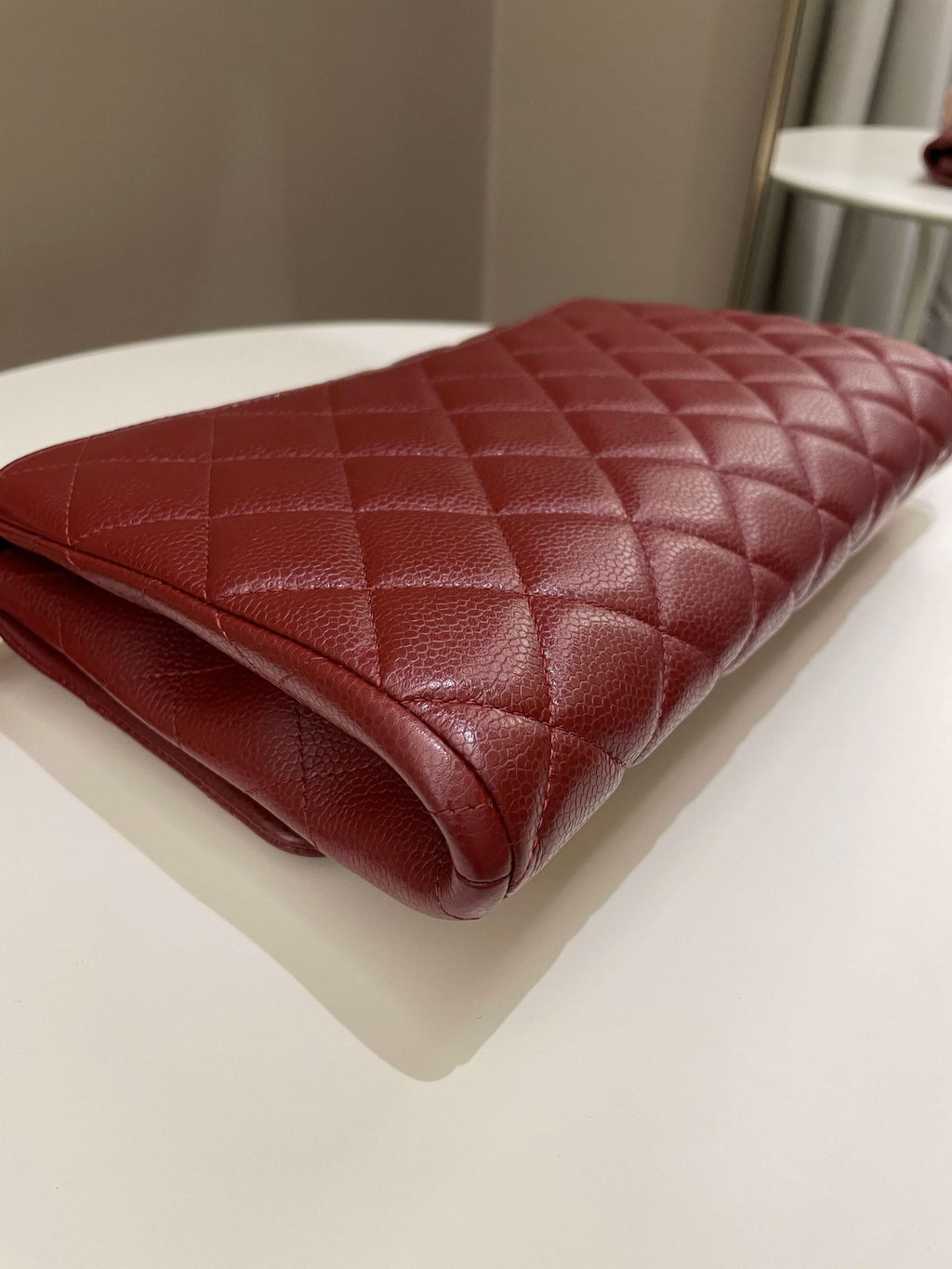 Chanel Quilted Timeless Flap Clutch Bag Burgundy Caviar
