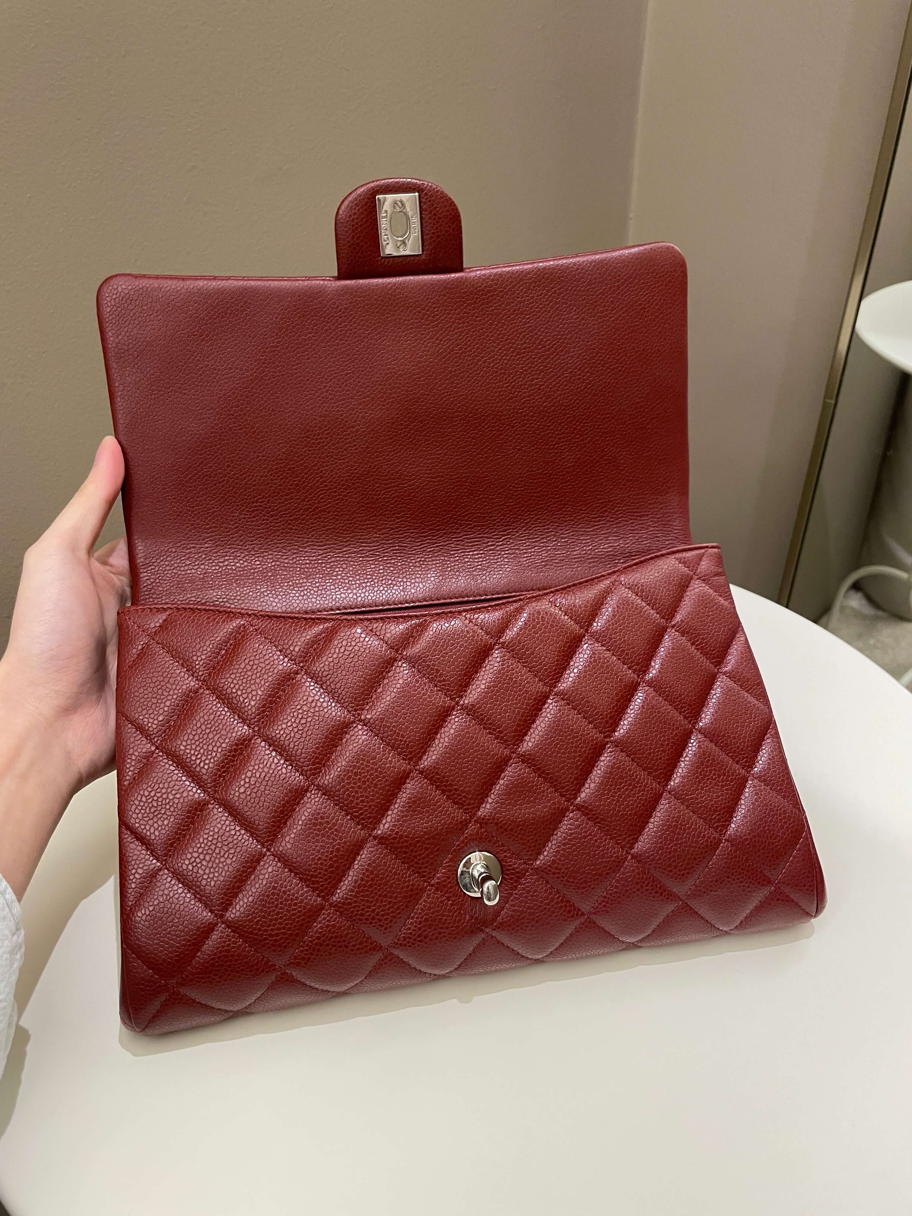 Chanel Quilted Timeless Flap Clutch Bag Burgundy Caviar