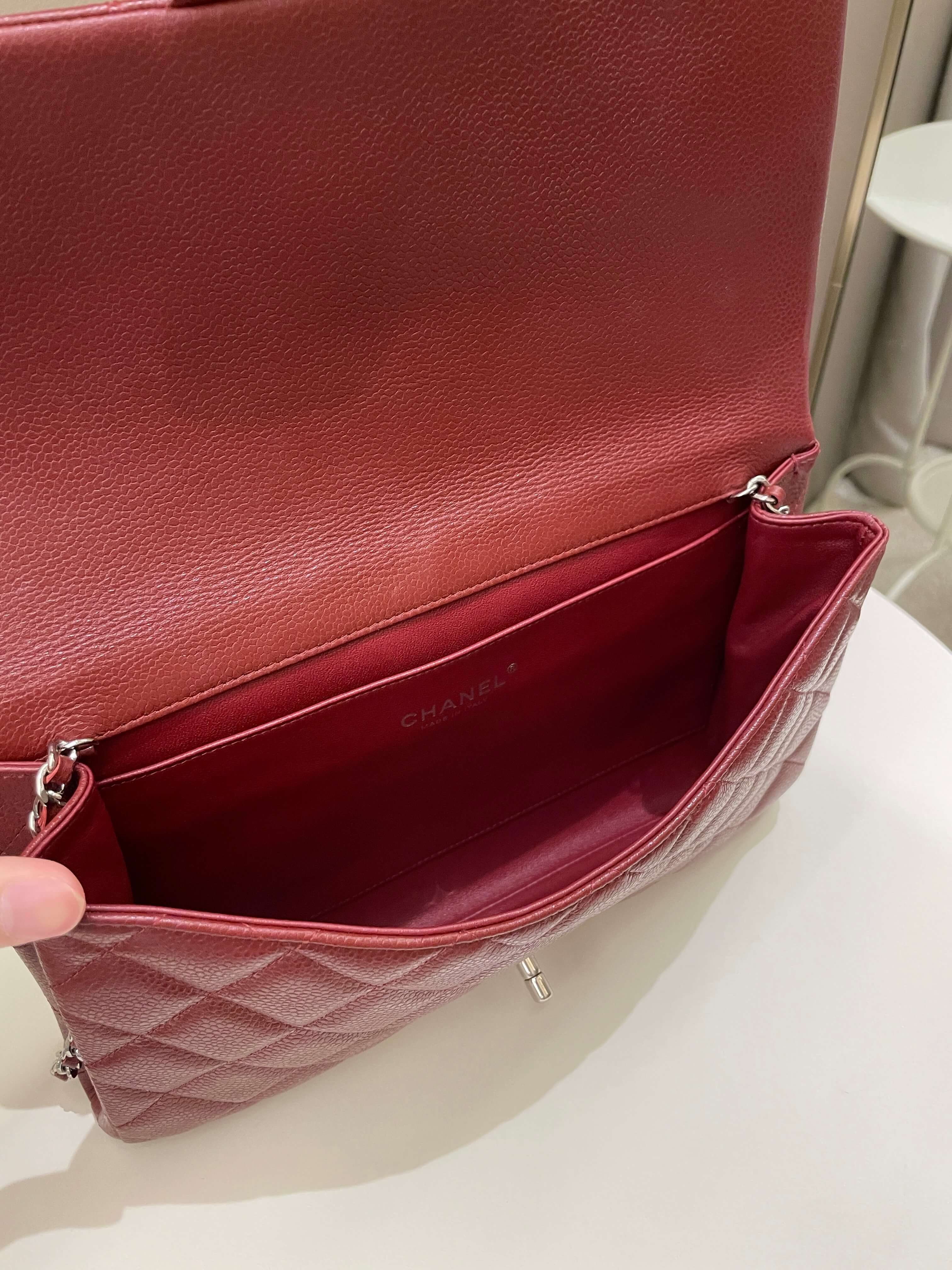 Chanel Quilted Timeless Flap Clutch Bag Burgundy Caviar