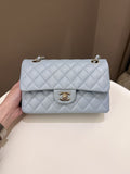 Chanel 22P Classic Quilted Small Double Flap Light Blue Caviar