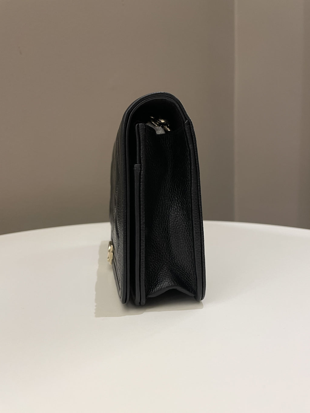 Chanel Quilted Boy Wallet On Chain Black Caviar