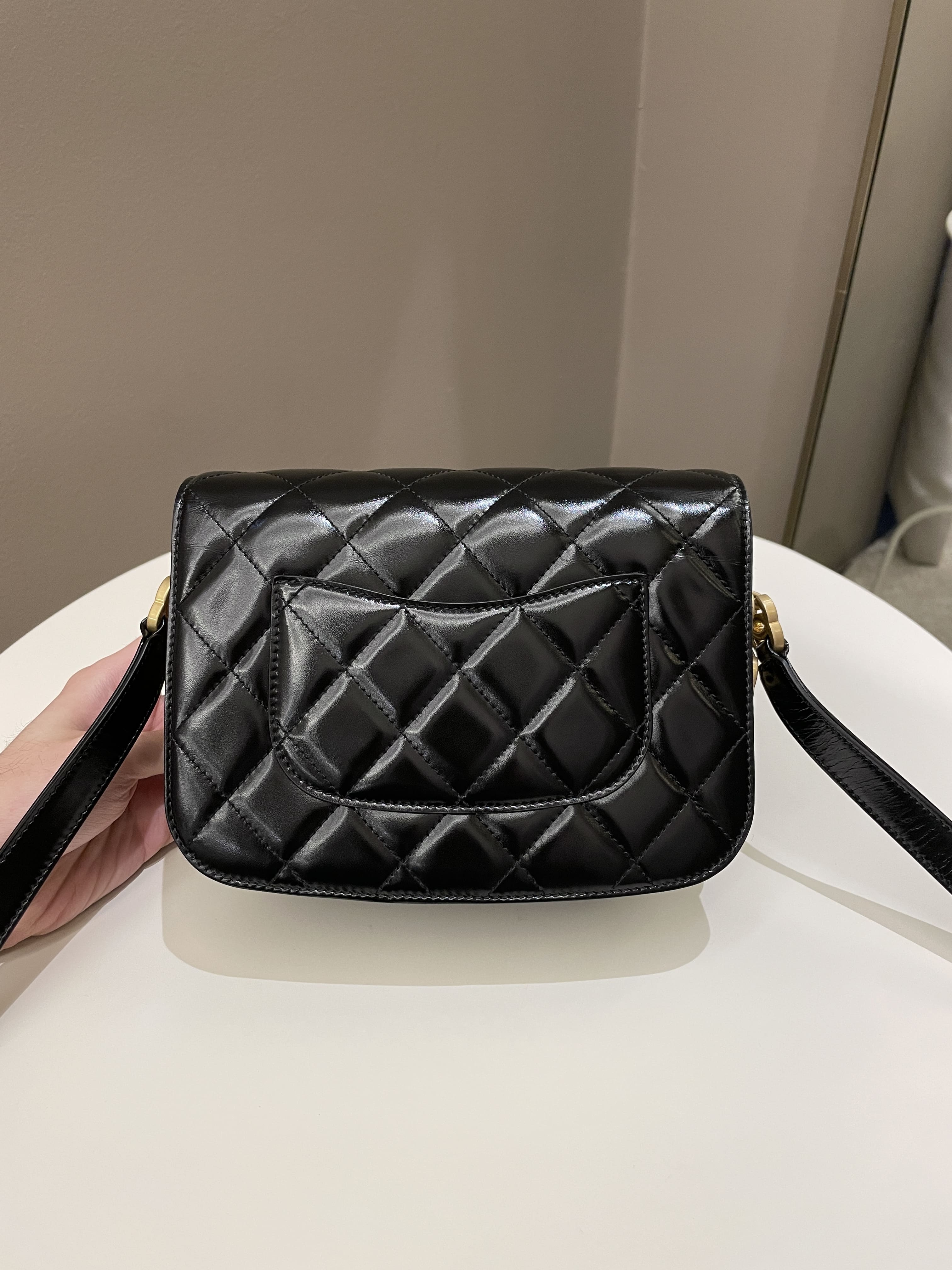 Chanel CC Mini Messenger Bag Black Coated Calfskin / Suede