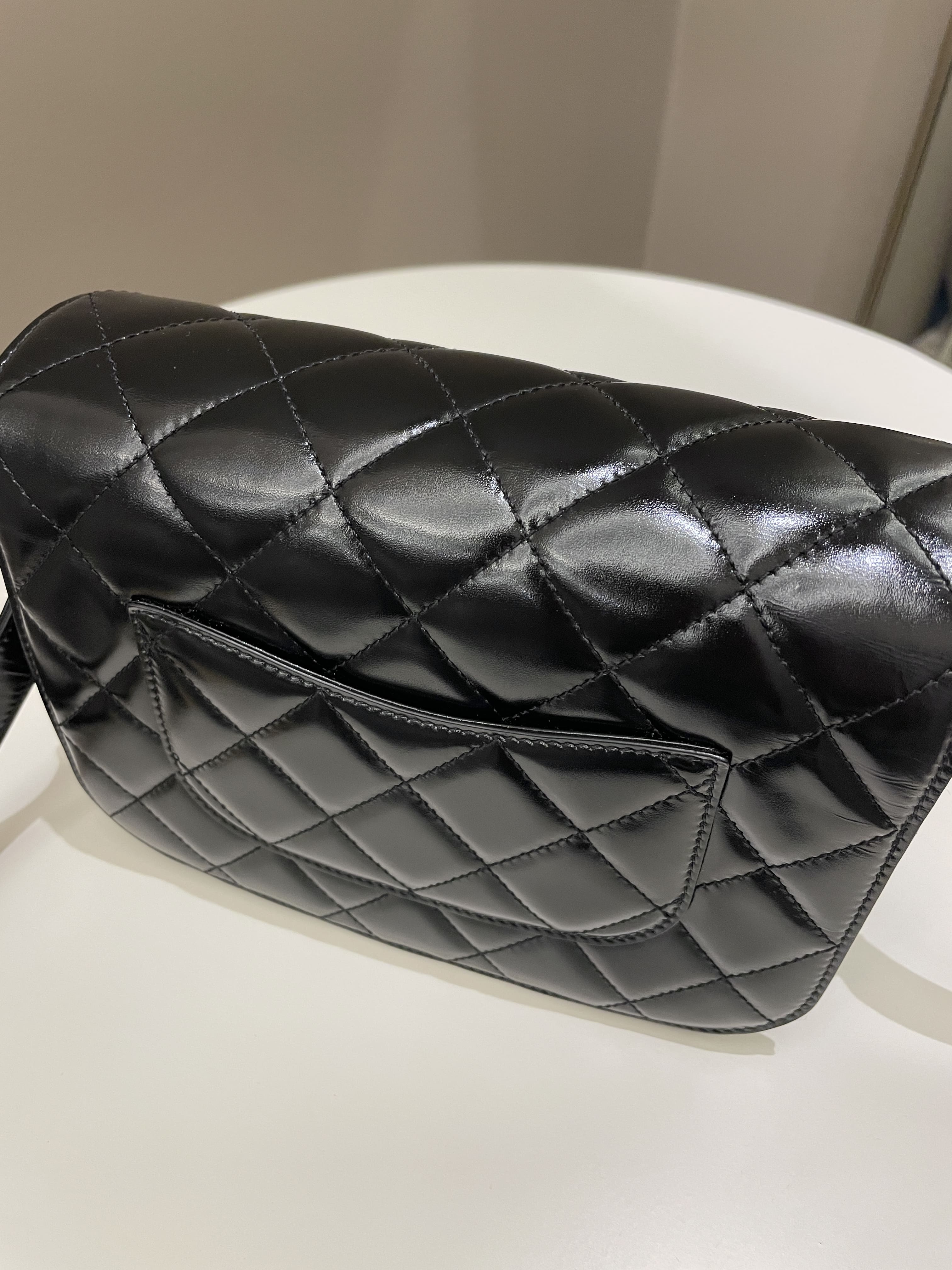Chanel CC Mini Messenger Bag Black Coated Calfskin / Suede