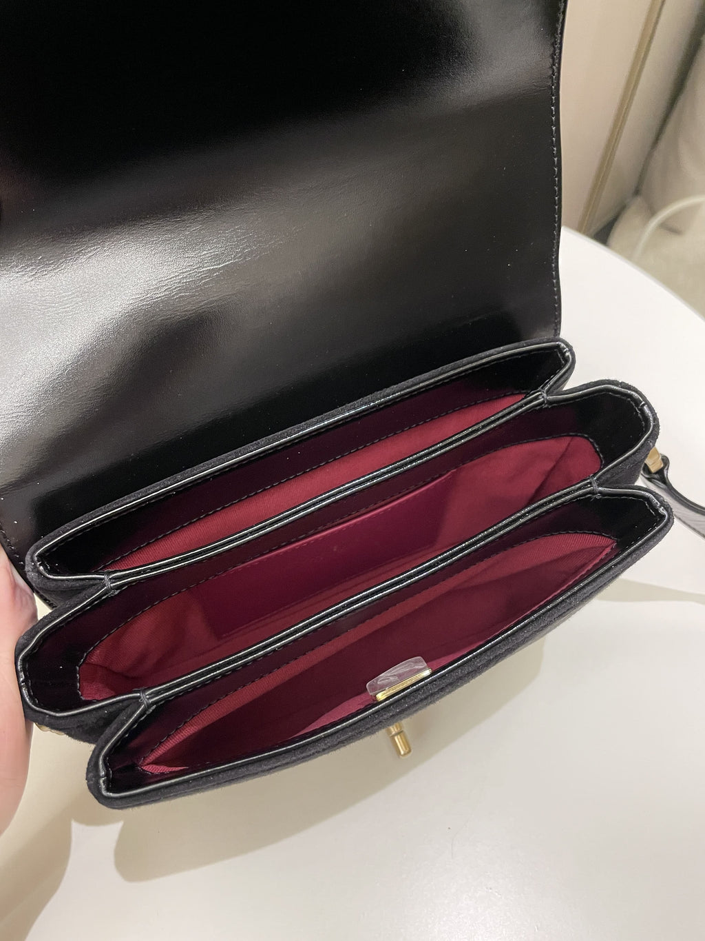 Chanel CC Mini Messenger Bag Black Coated Calfskin / Suede