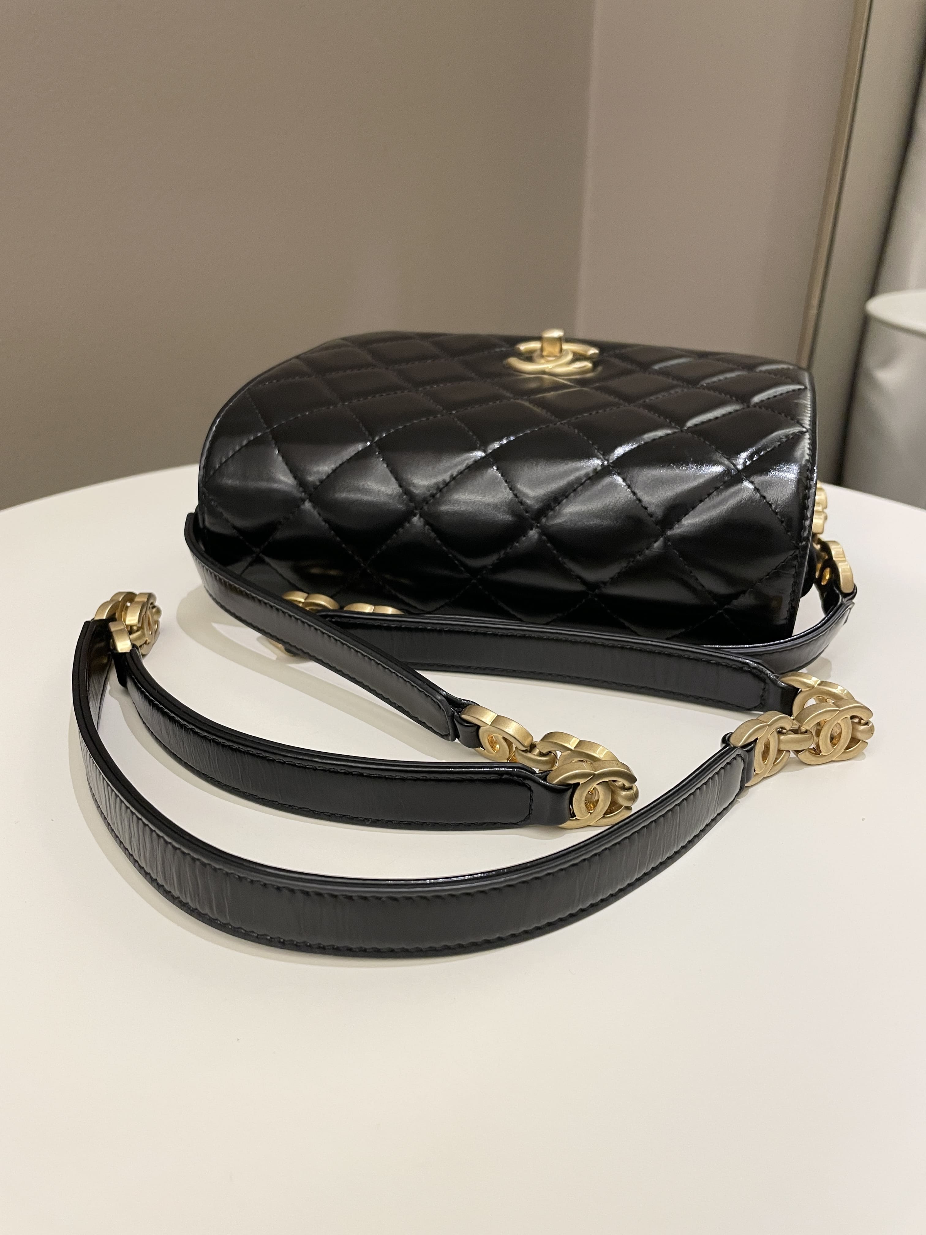 Chanel CC Mini Messenger Bag Black Coated Calfskin / Suede