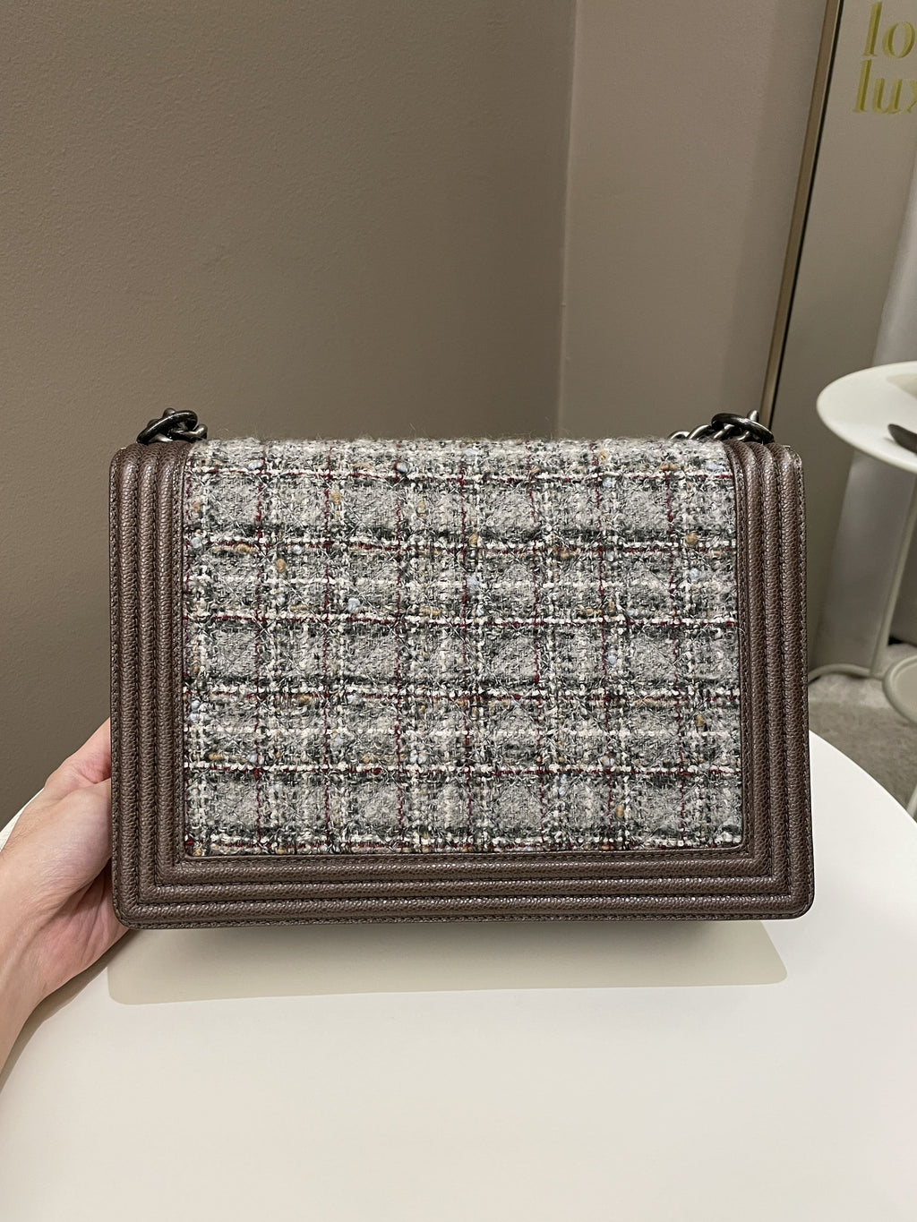 Chanel Quilted Boy Large Toffee Caviar / Tweed