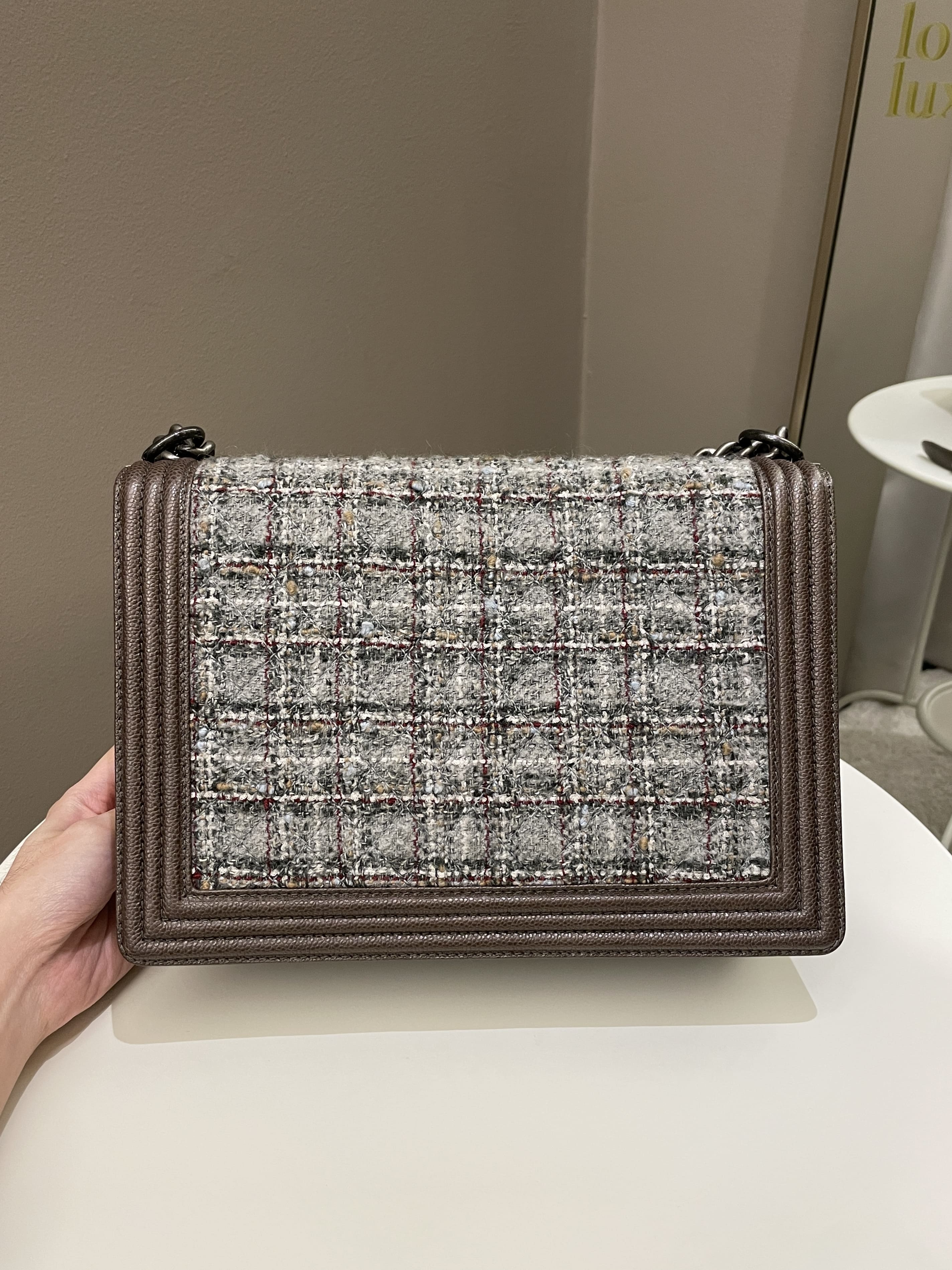 Chanel Quilted Boy Large Toffee Caviar / Tweed