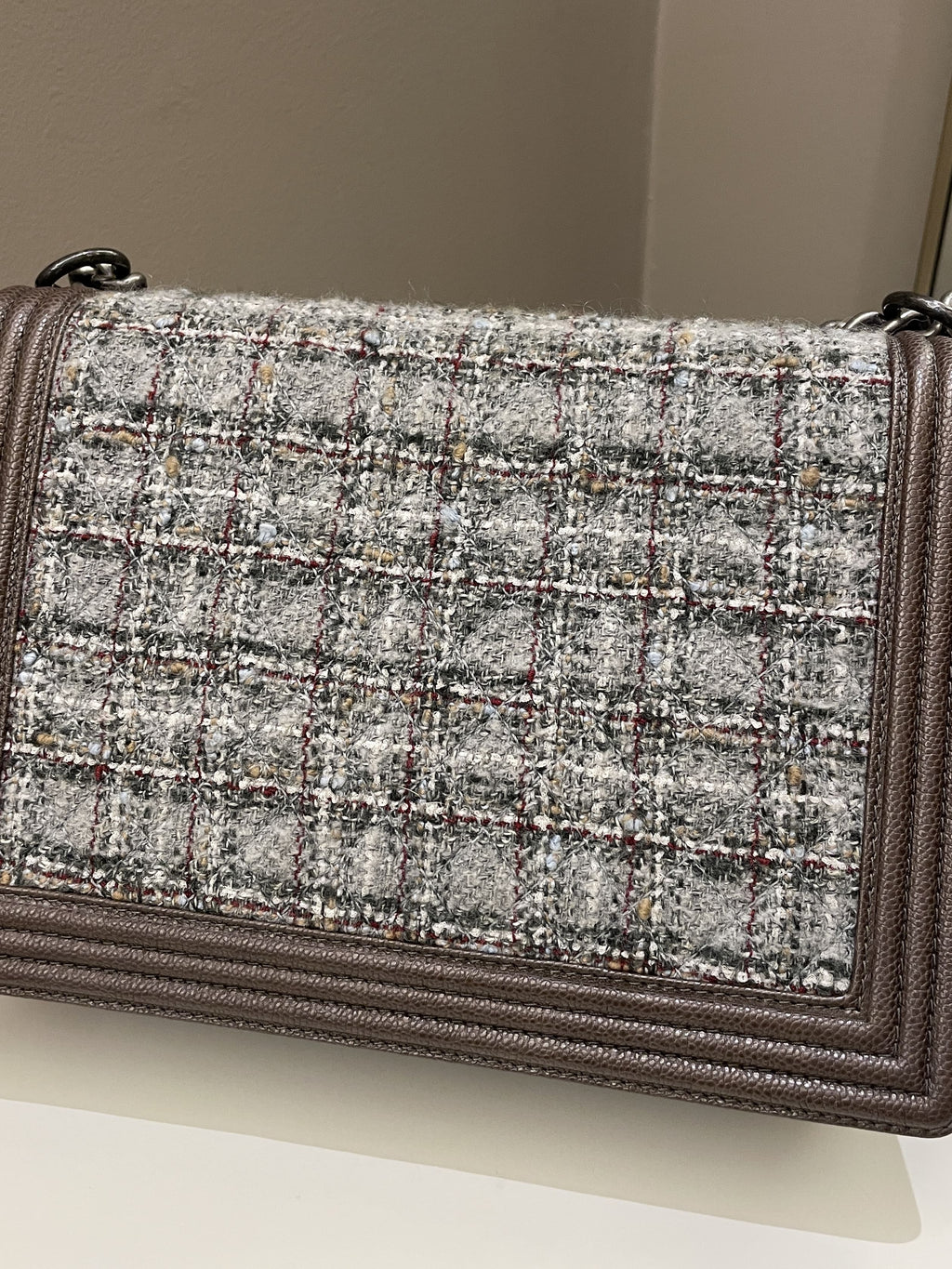 Chanel Quilted Boy Large Toffee Caviar / Tweed