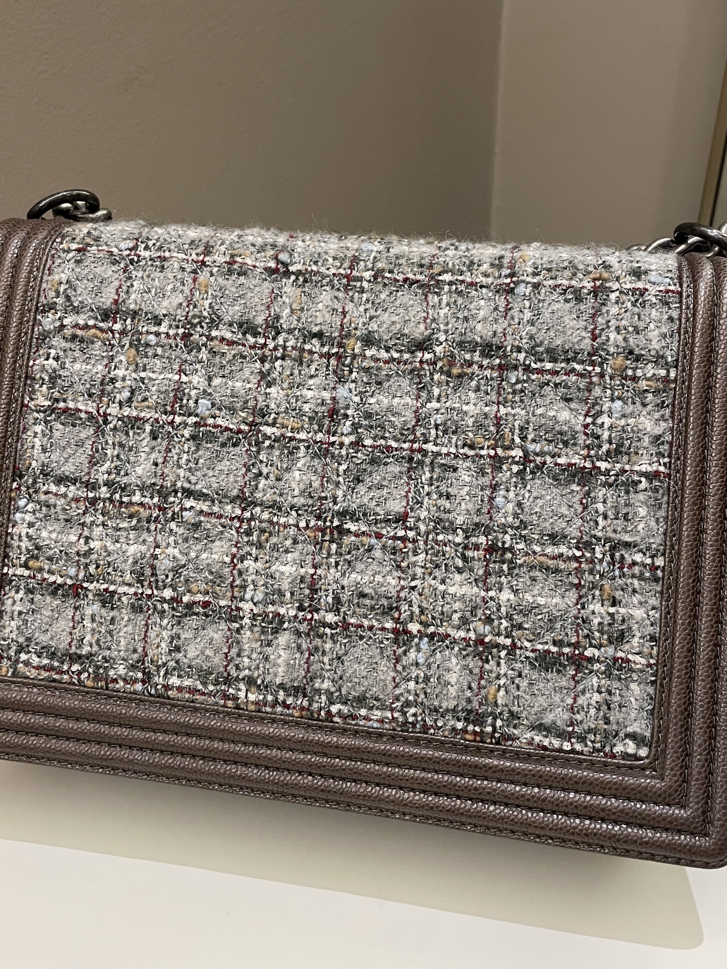 Chanel Quilted Boy Large Toffee Caviar / Tweed