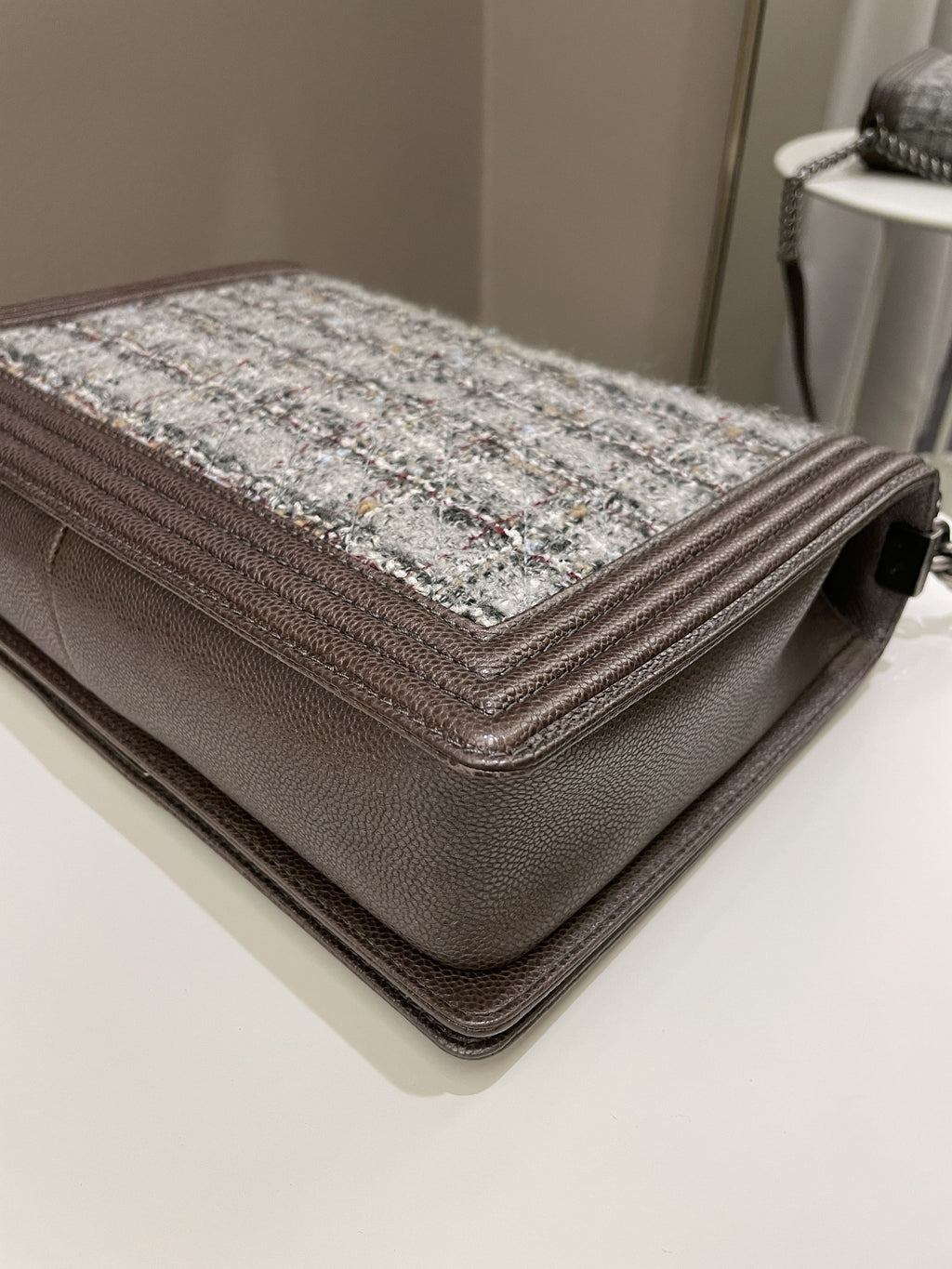 Chanel Quilted Boy Large Toffee Caviar / Tweed