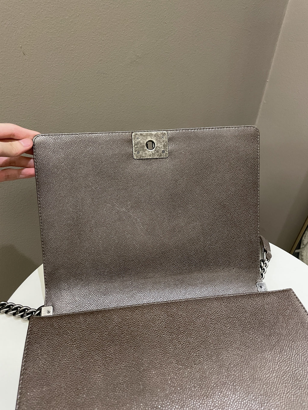 Chanel Quilted Boy Large Toffee Caviar / Tweed