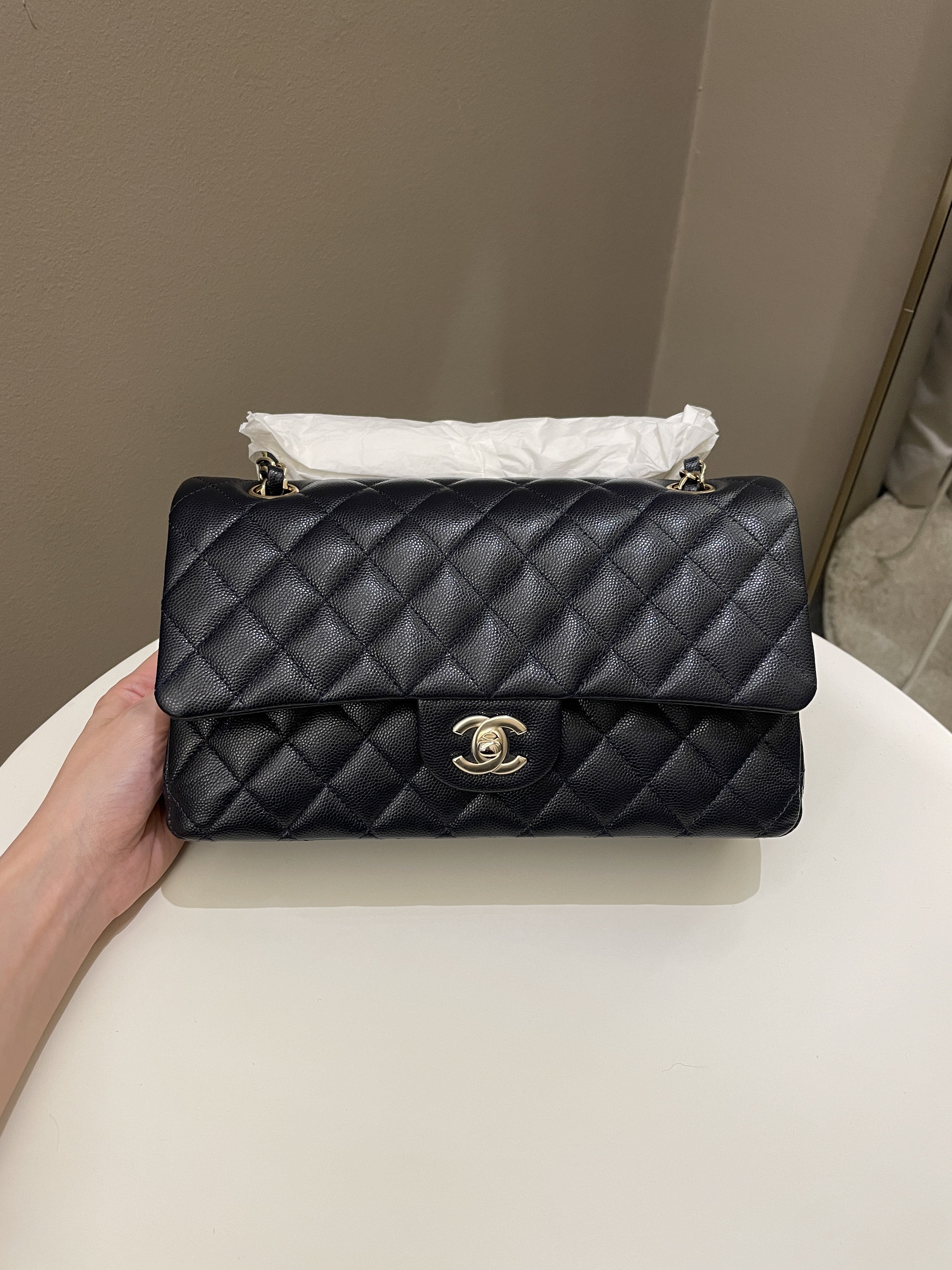 Chanel Classic Quilted Medium Double Flap Midnight Blue Caviar