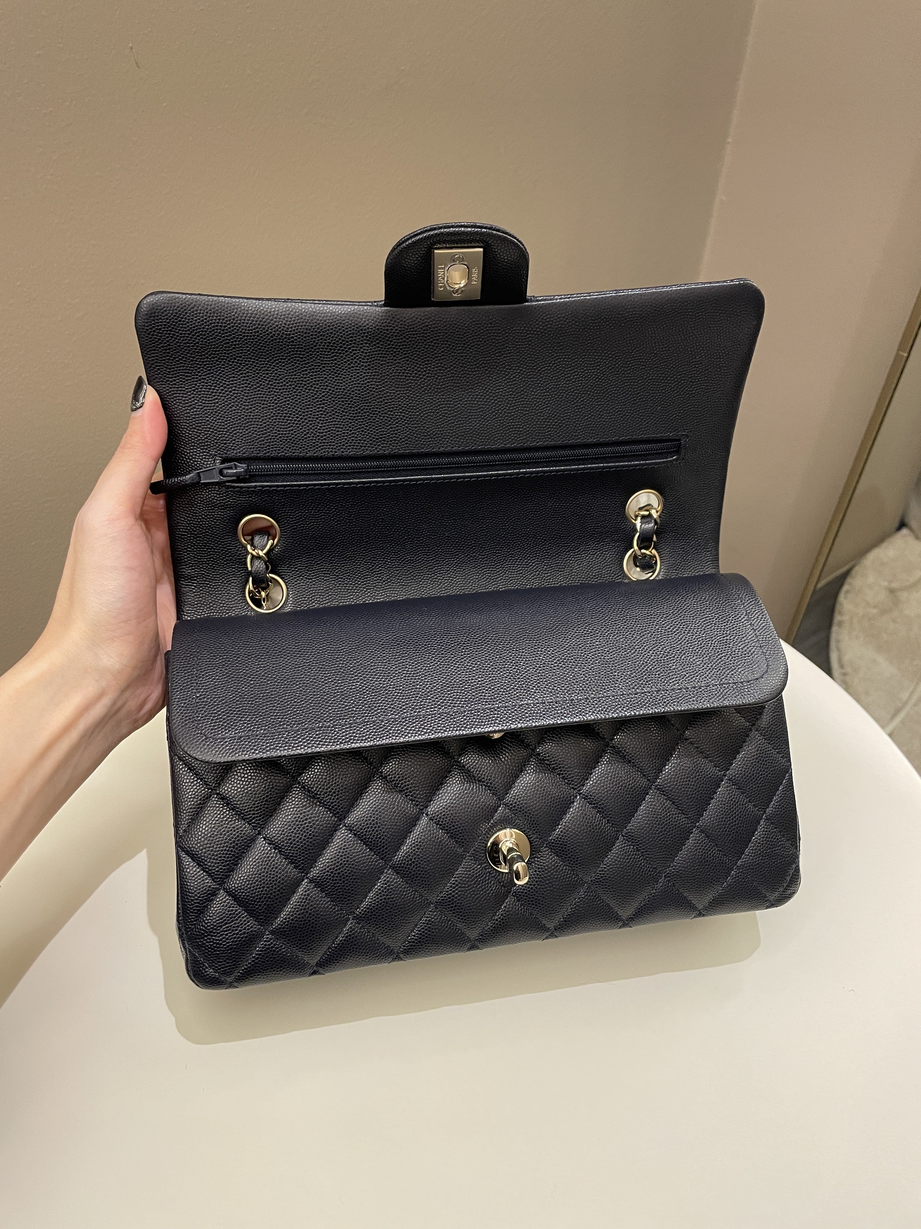Chanel Classic Quilted Medium Double Flap Midnight Blue Caviar