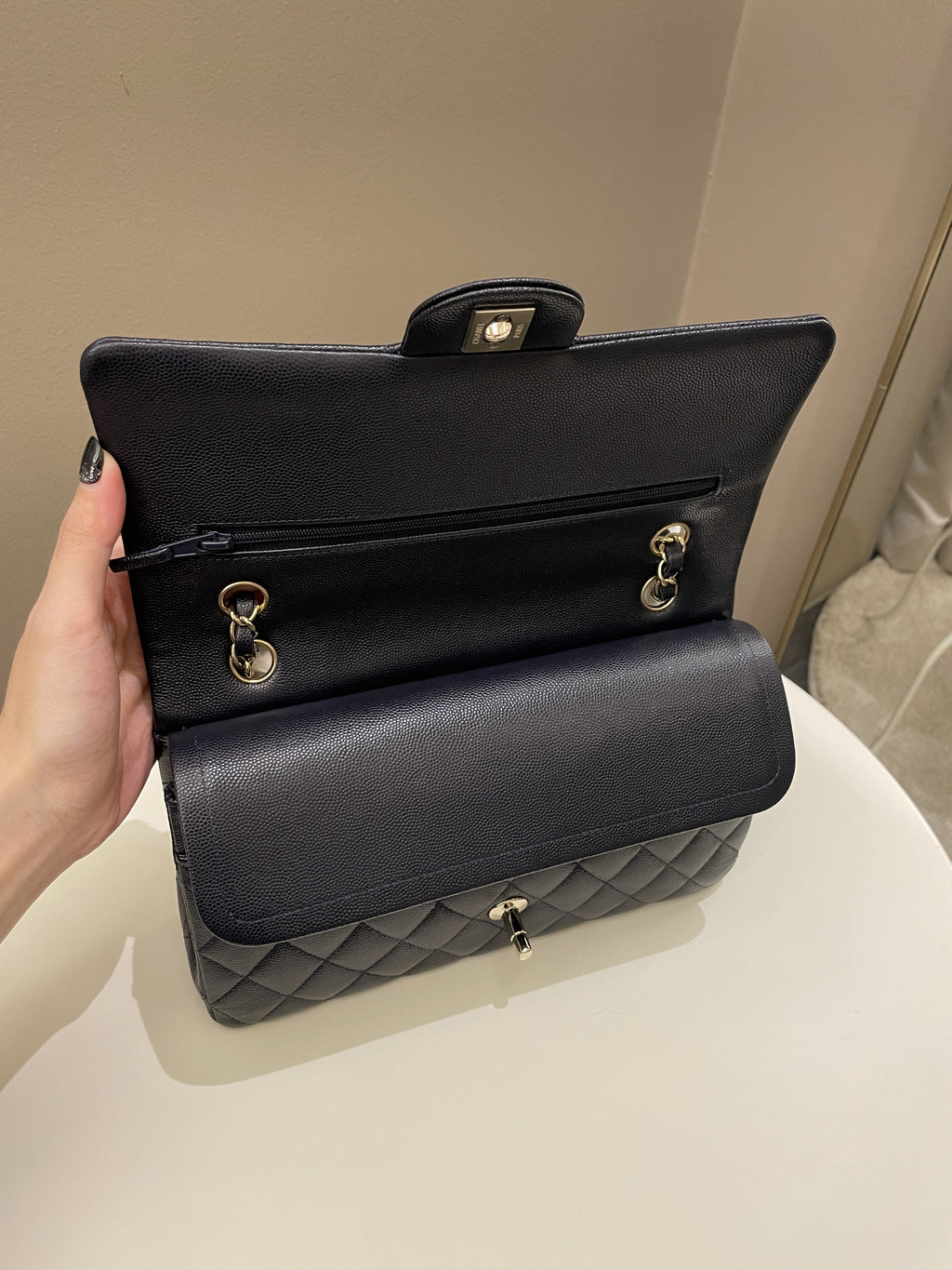 Chanel Classic Quilted Medium Double Flap Midnight Blue Caviar