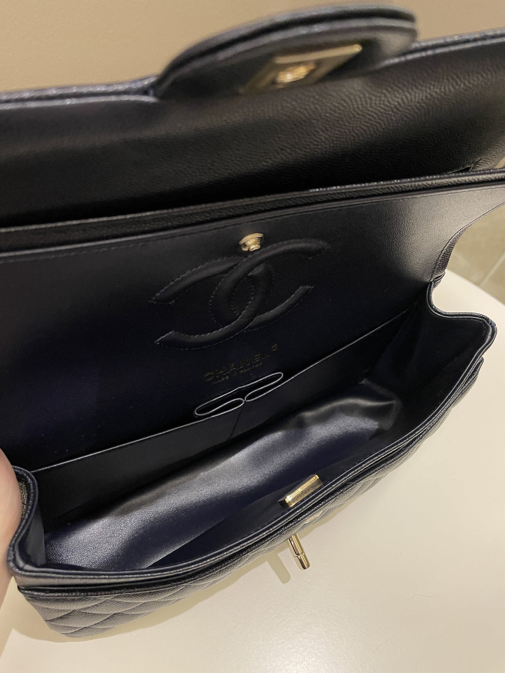 Chanel Classic Quilted Medium Double Flap Midnight Blue Caviar