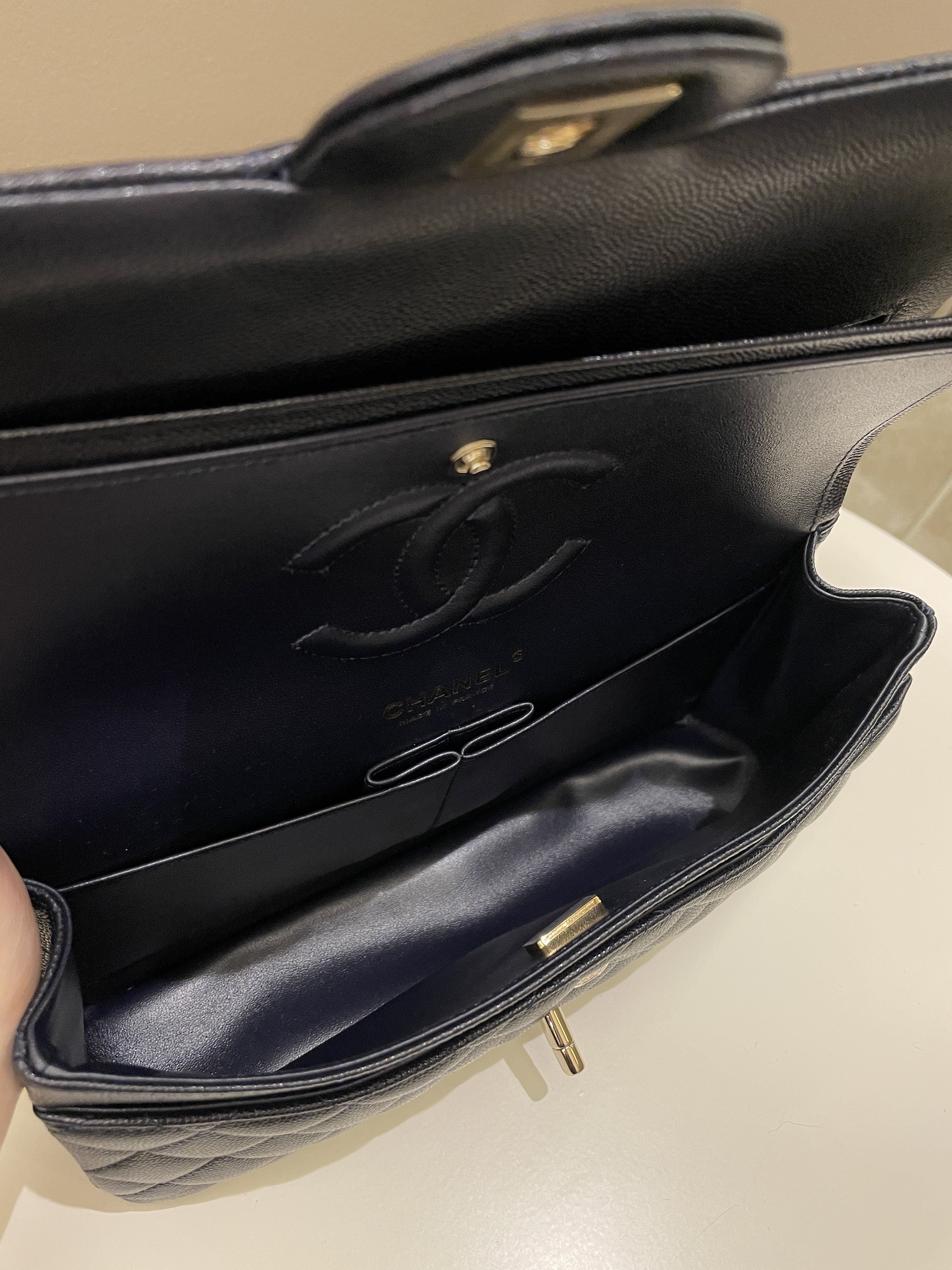 Chanel Classic Quilted Medium Double Flap Midnight Blue Caviar