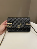 Chanel Coco Pearl Signature Wallet on Chain Black Lambskin