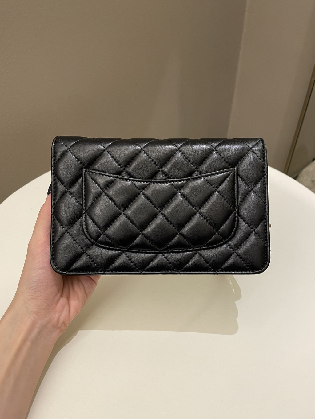 Chanel Coco Pearl Signature Wallet on Chain Black Lambskin