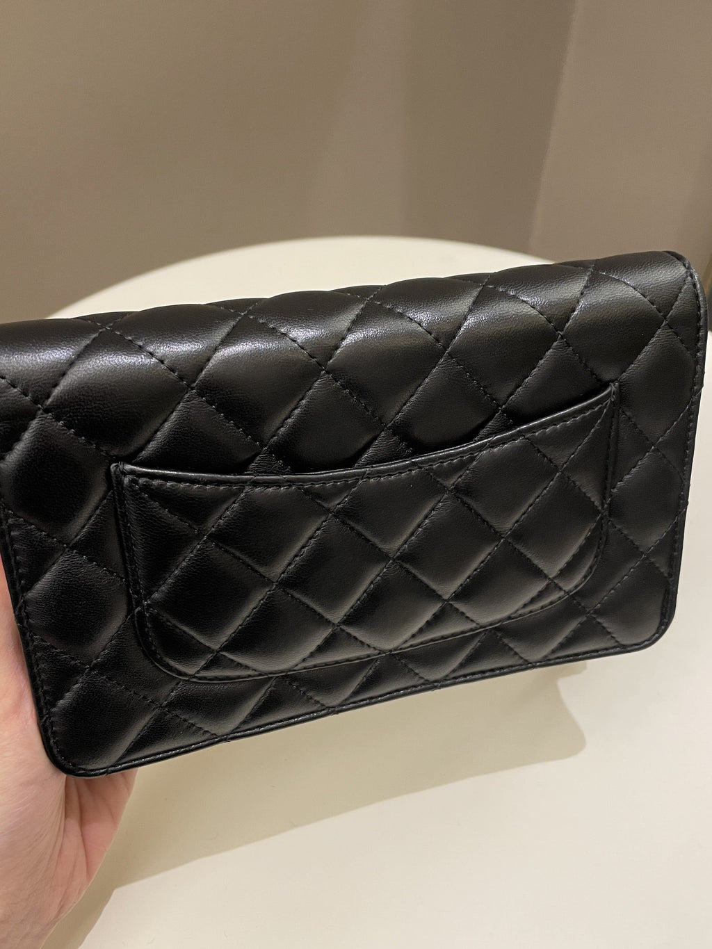 Chanel Coco Pearl Signature Wallet on Chain Black Lambskin