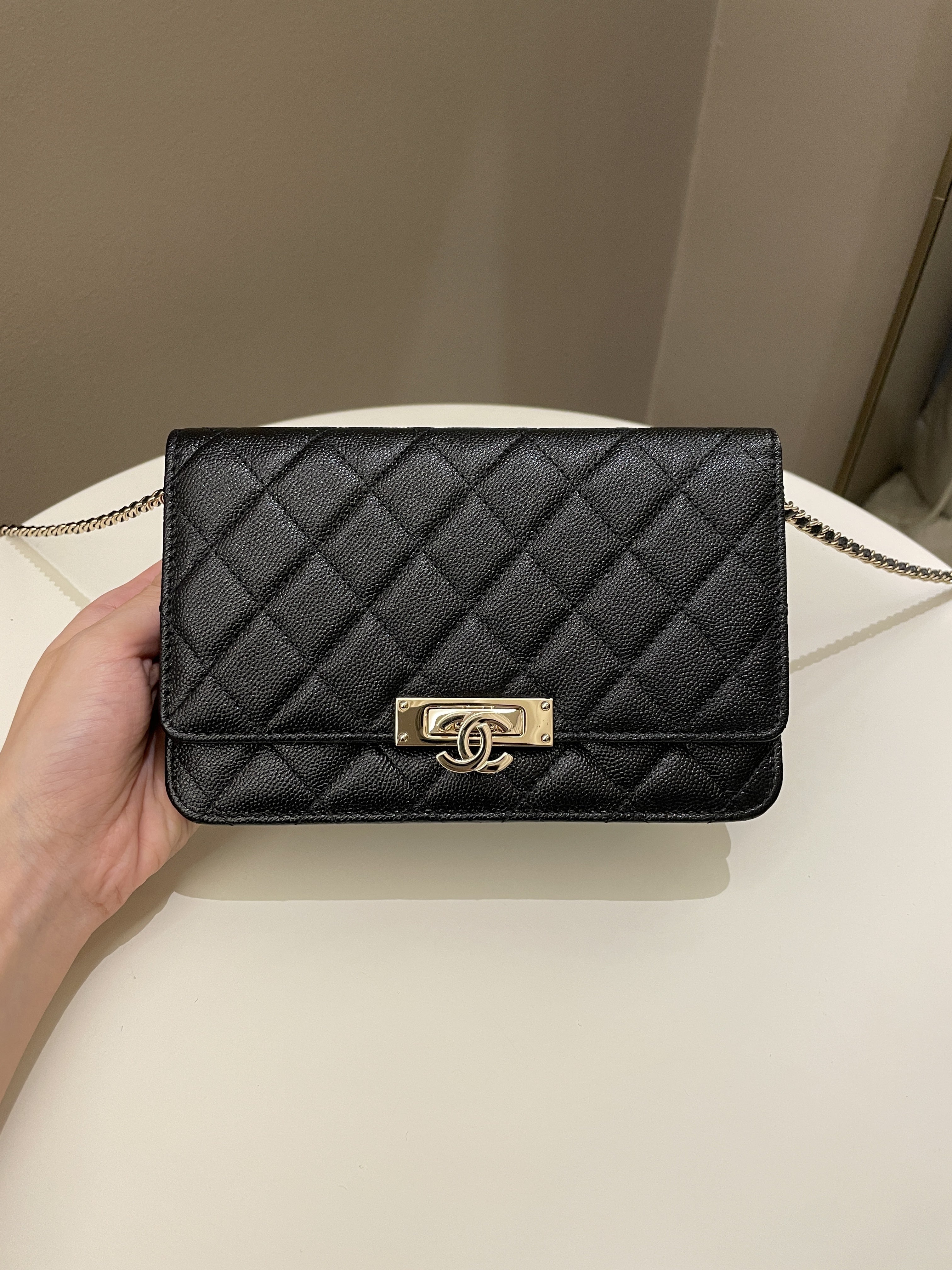 Chanel Golden Class Wallet On Chain Black Caviar