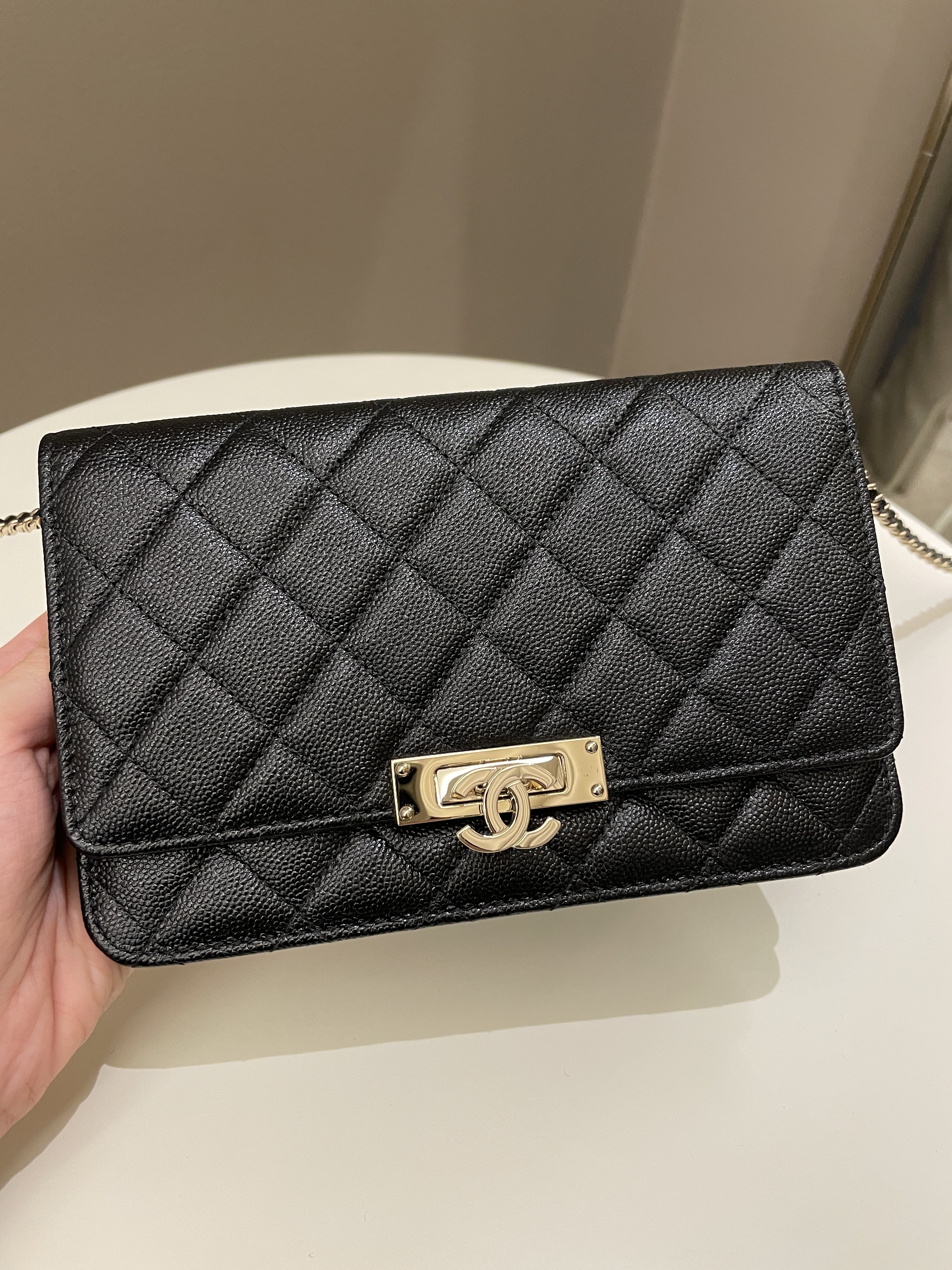 Chanel Golden Class Wallet On Chain Black Caviar