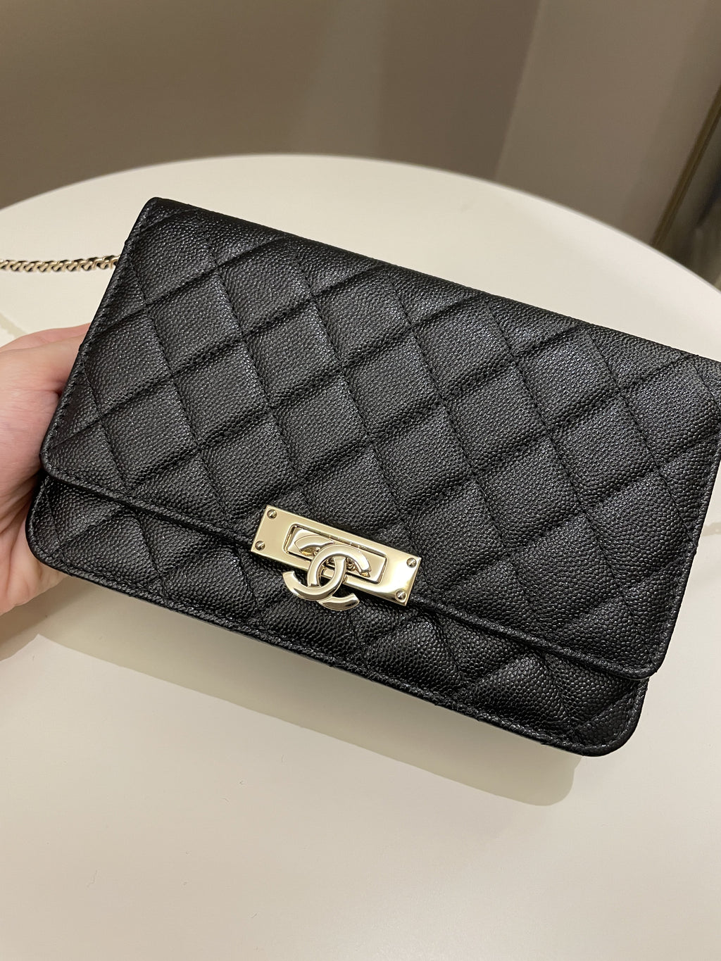 Chanel Golden Class Wallet On Chain Black Caviar