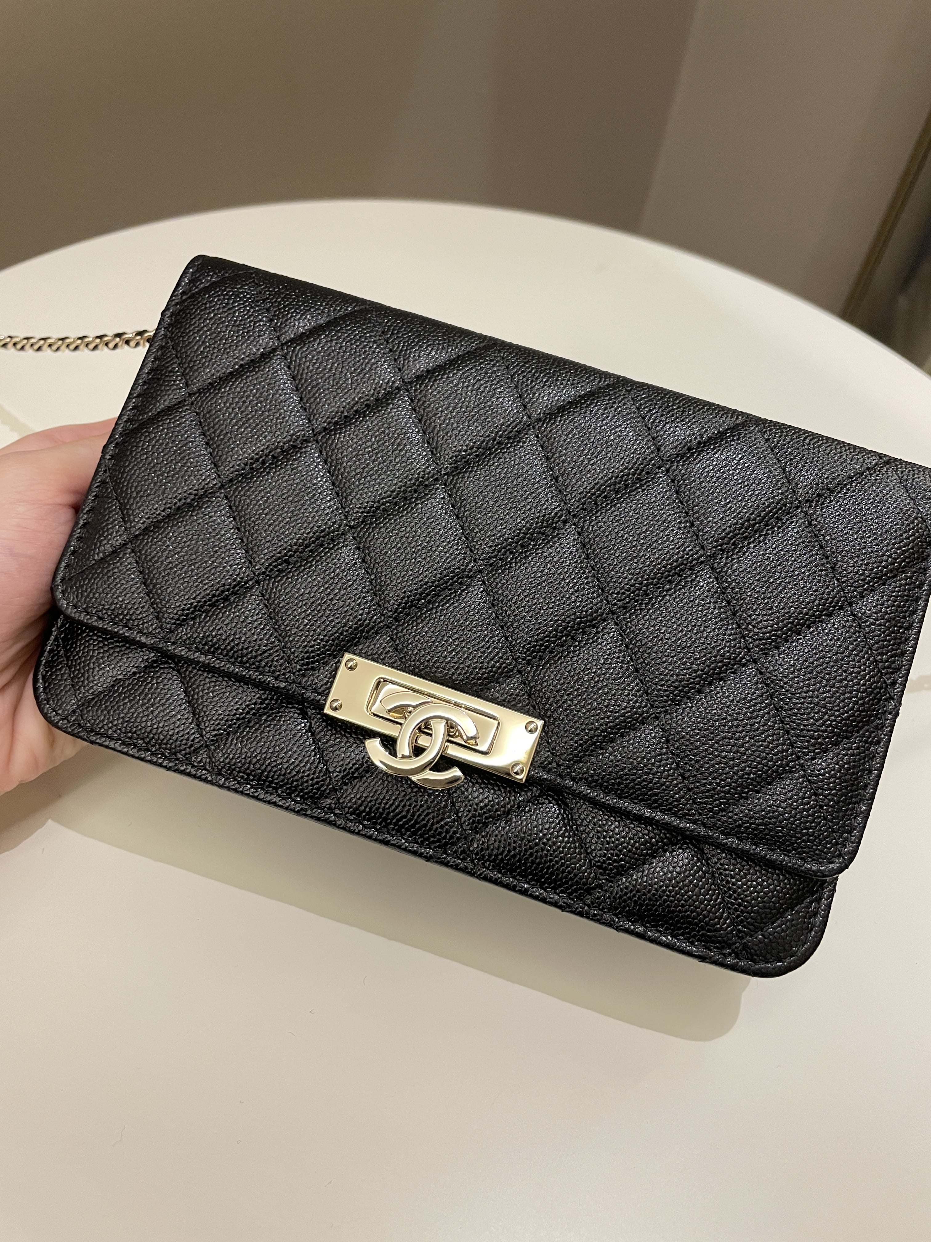 Chanel Golden Class Wallet On Chain Black Caviar
