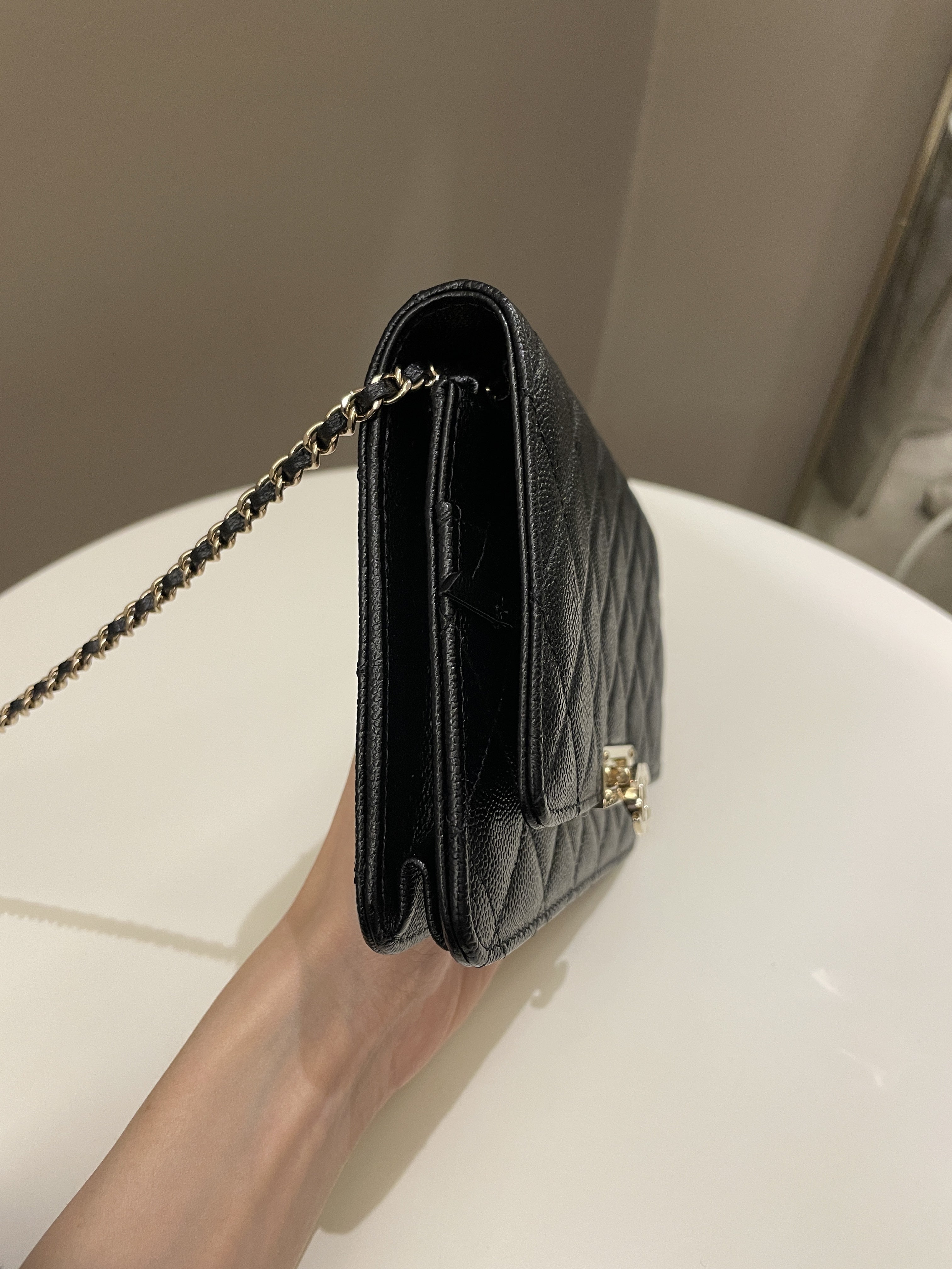 Chanel Golden Class Wallet On Chain Black Caviar