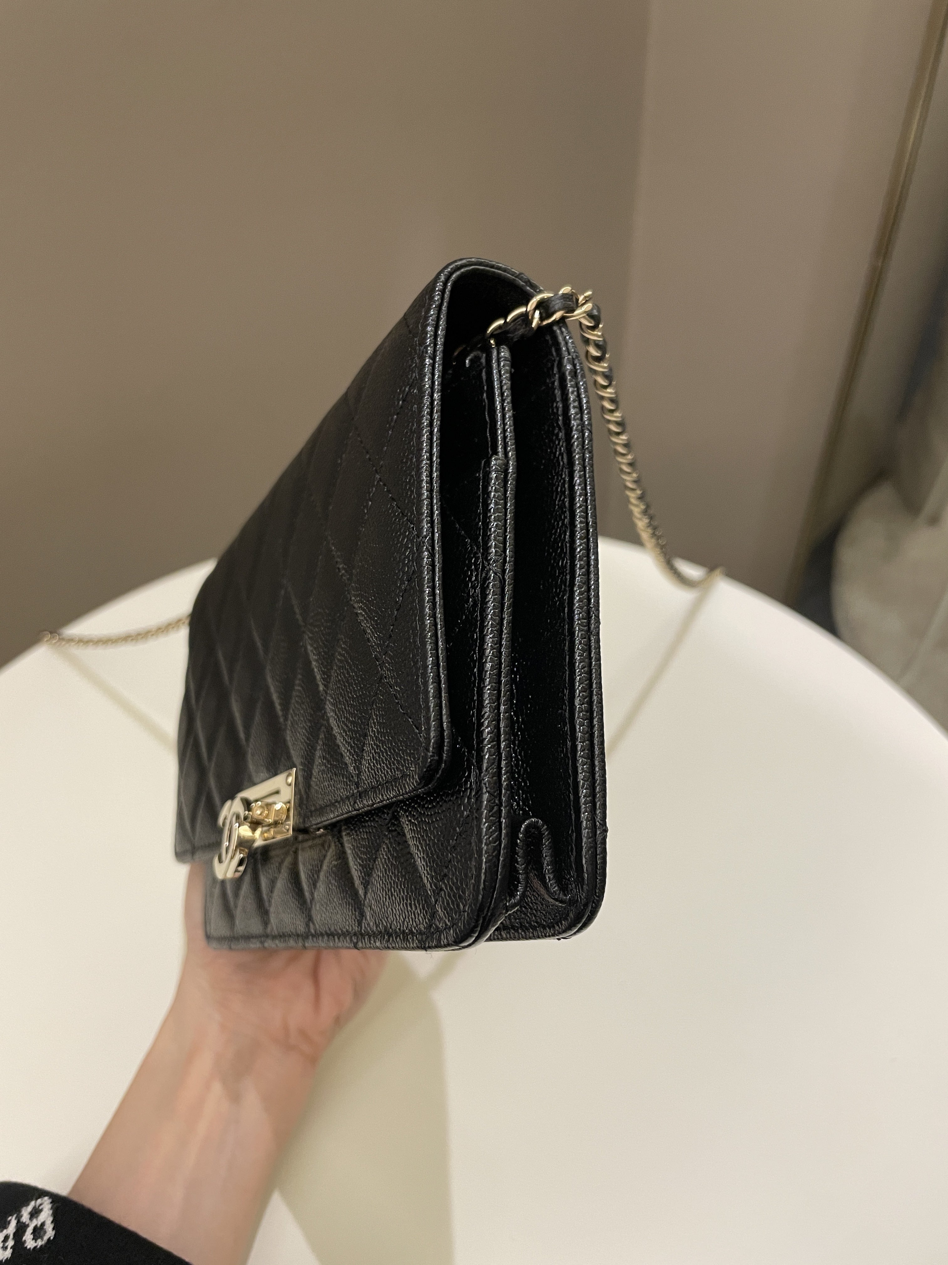 Chanel Golden Class Wallet On Chain Black Caviar