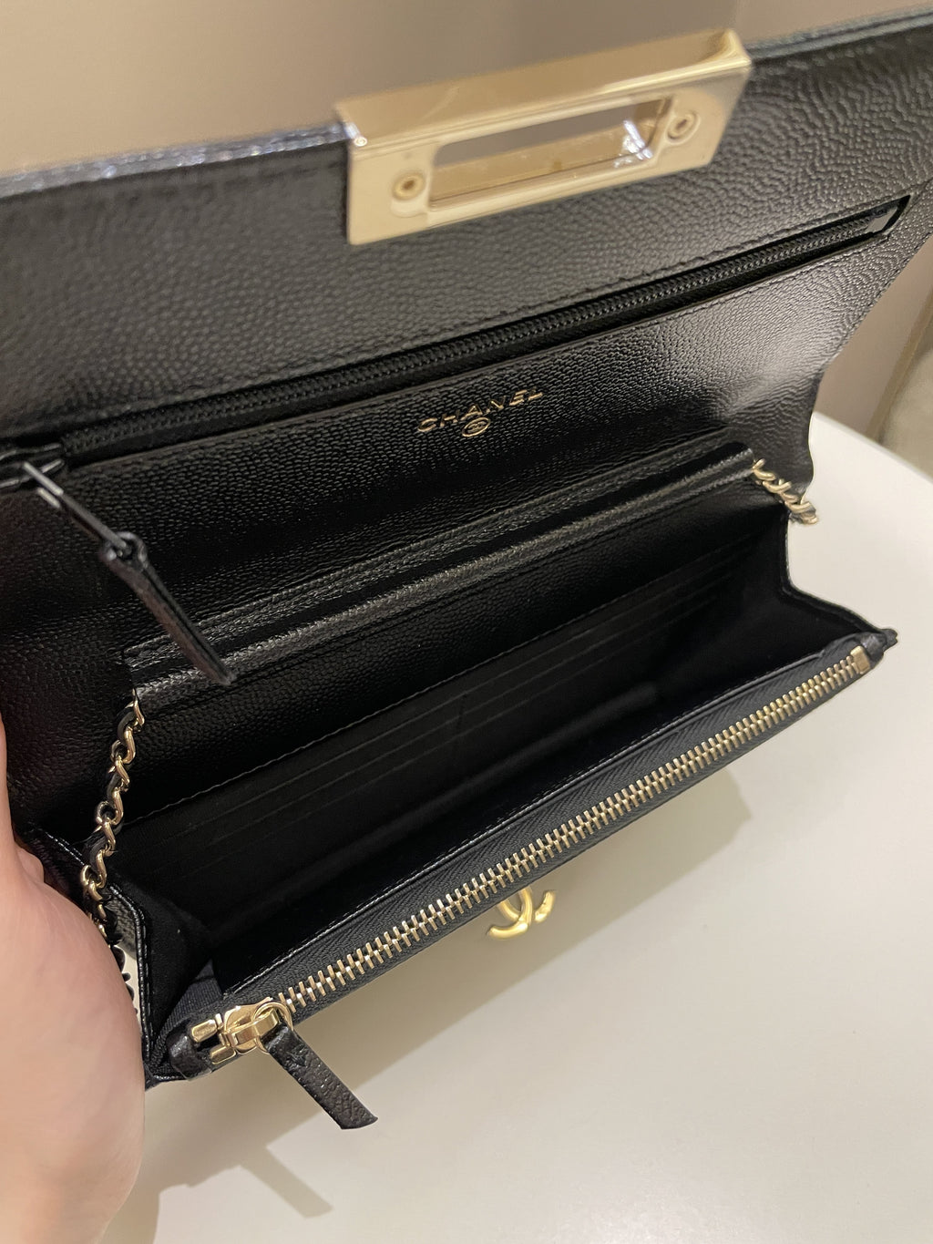 Chanel Golden Class Wallet On Chain Black Caviar