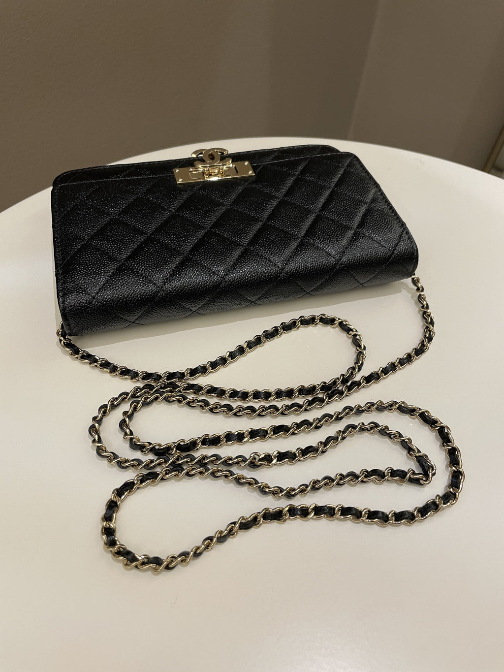 Chanel Golden Class Wallet On Chain Black Caviar