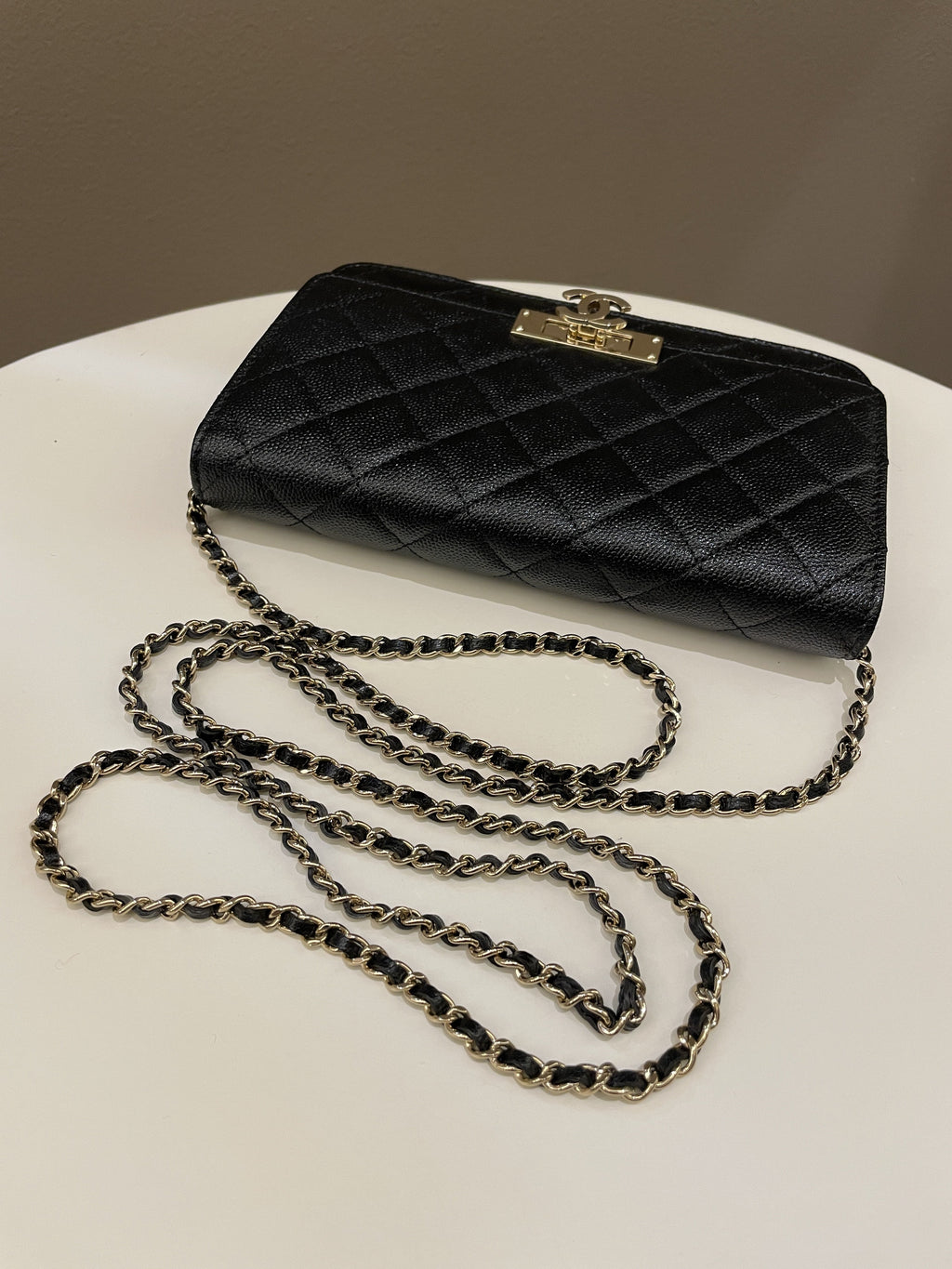 Chanel Golden Class Wallet On Chain Black Caviar