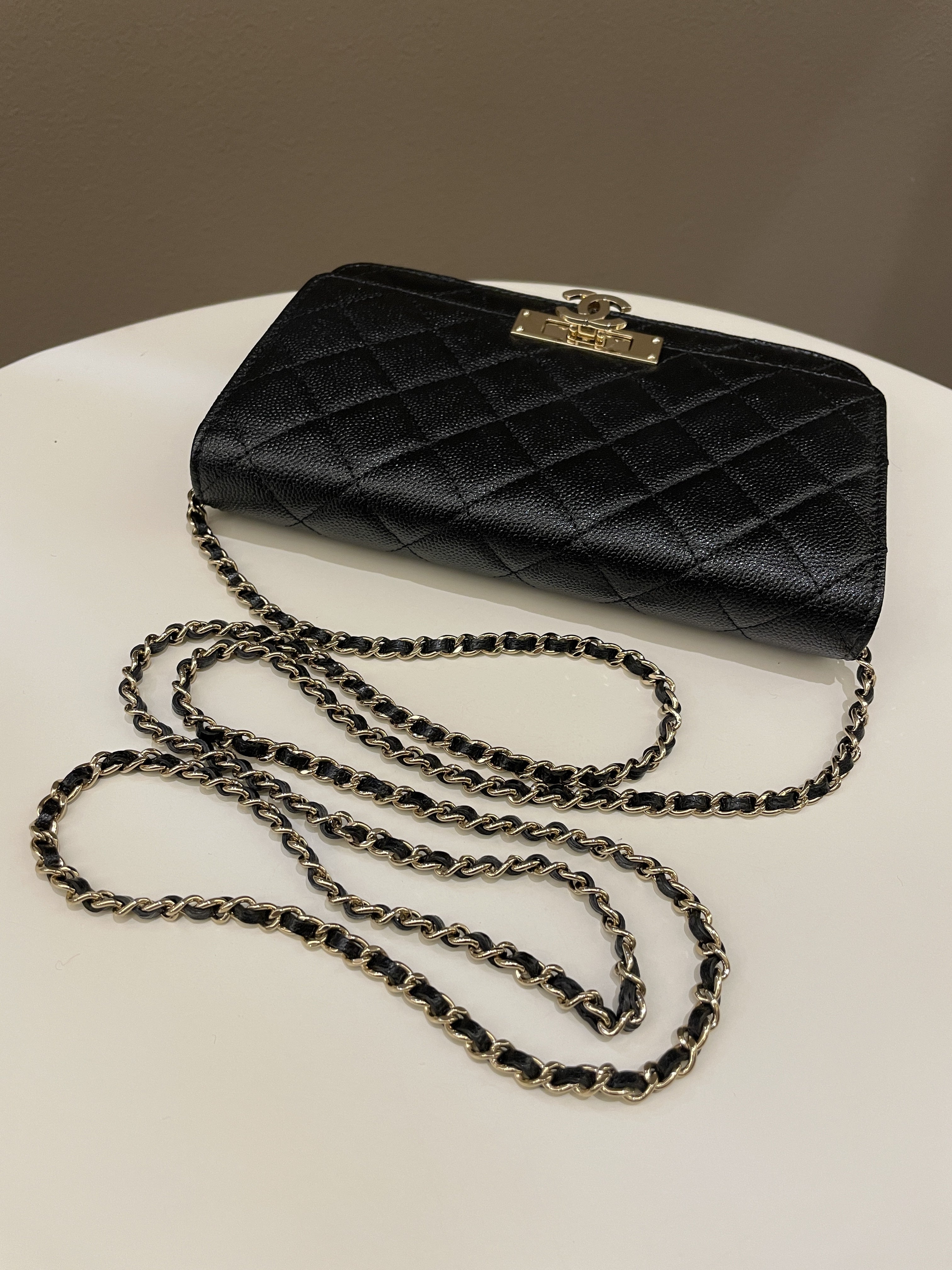 Chanel Golden Class Wallet On Chain Black Caviar