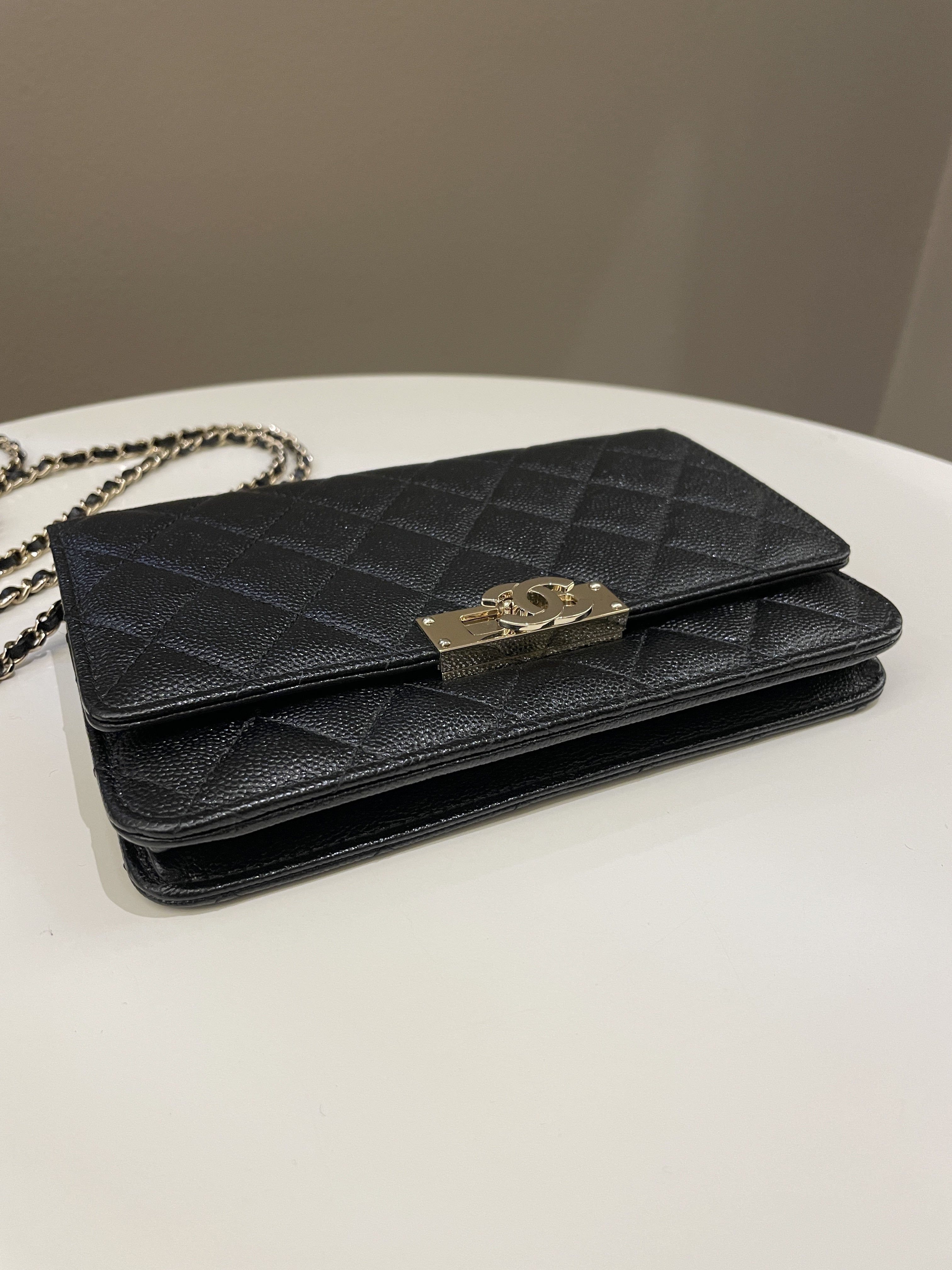 Chanel Golden Class Wallet On Chain Black Caviar