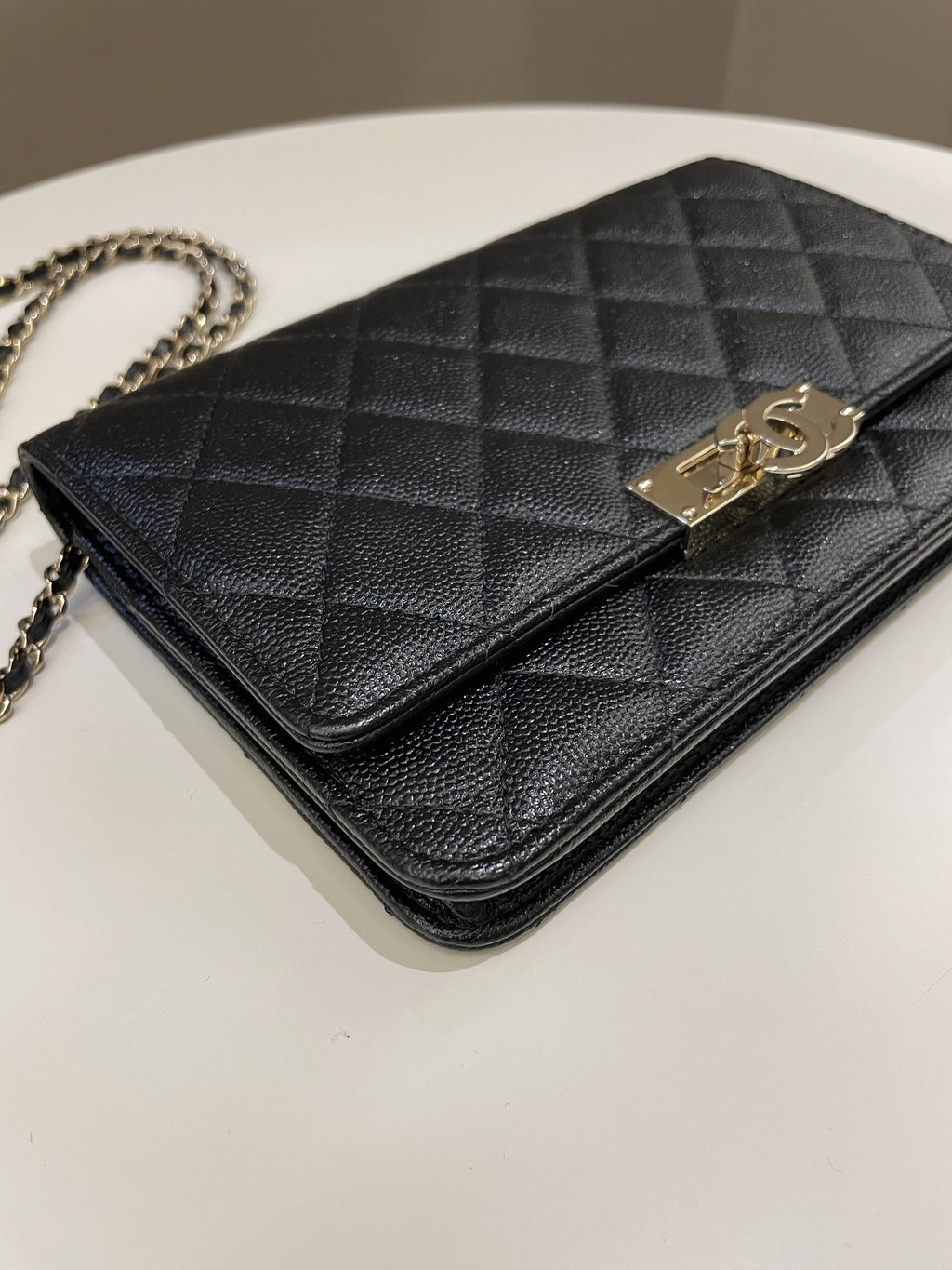Chanel Golden Class Wallet On Chain Black Caviar