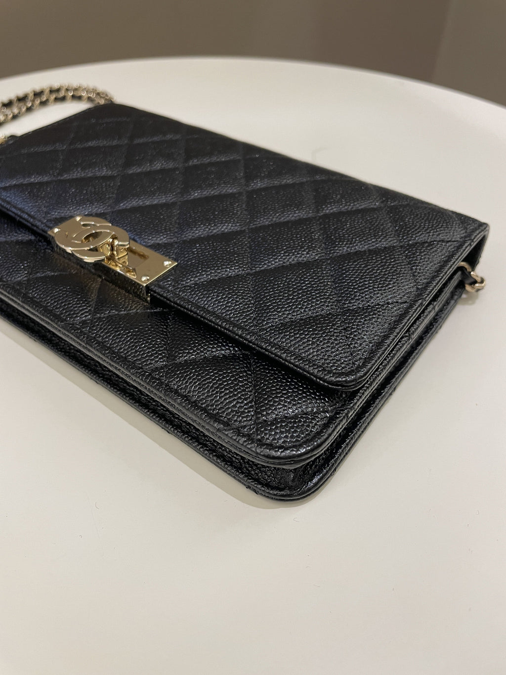Chanel Golden Class Wallet On Chain Black Caviar