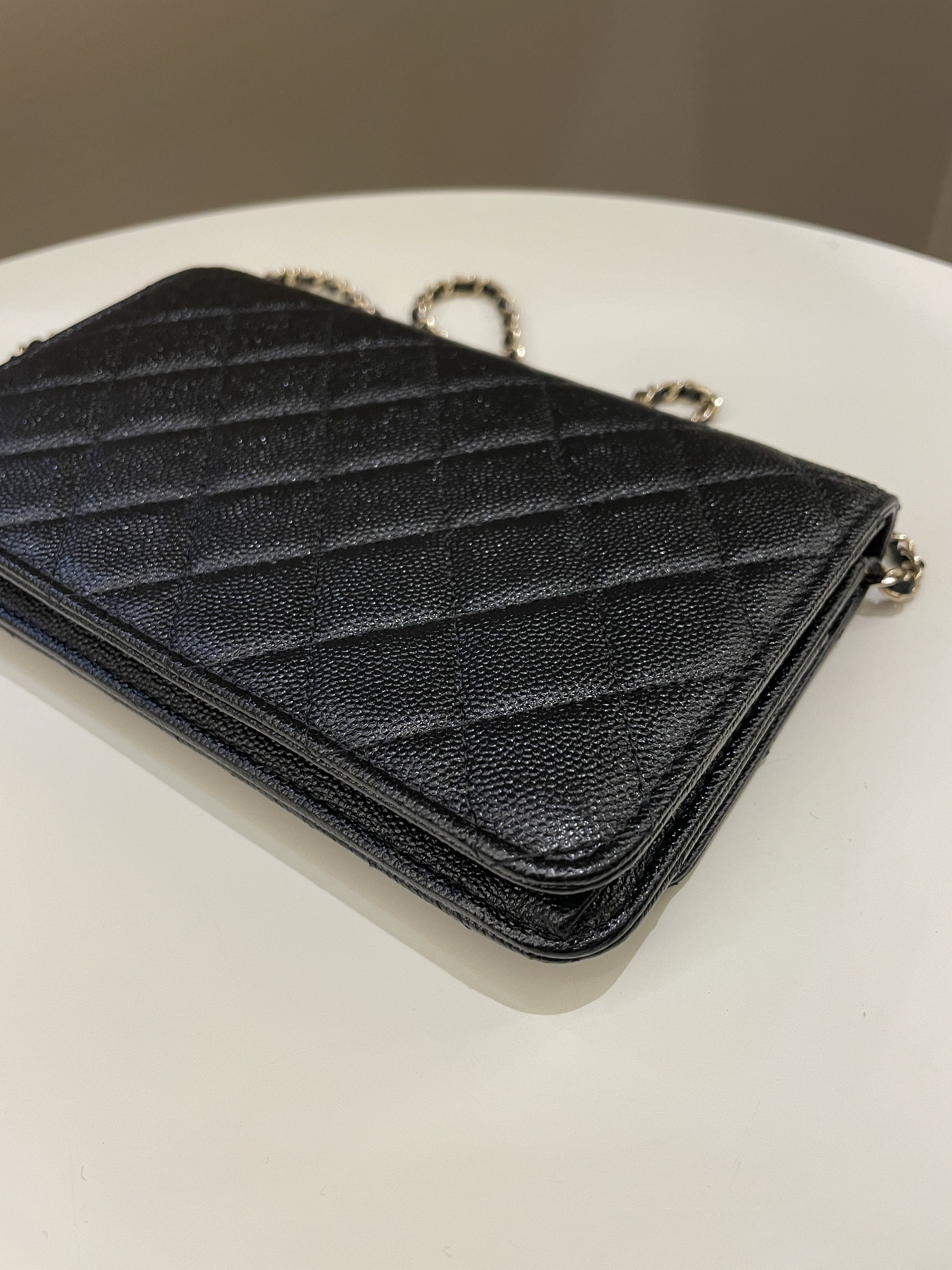 Chanel Golden Class Wallet On Chain Black Caviar