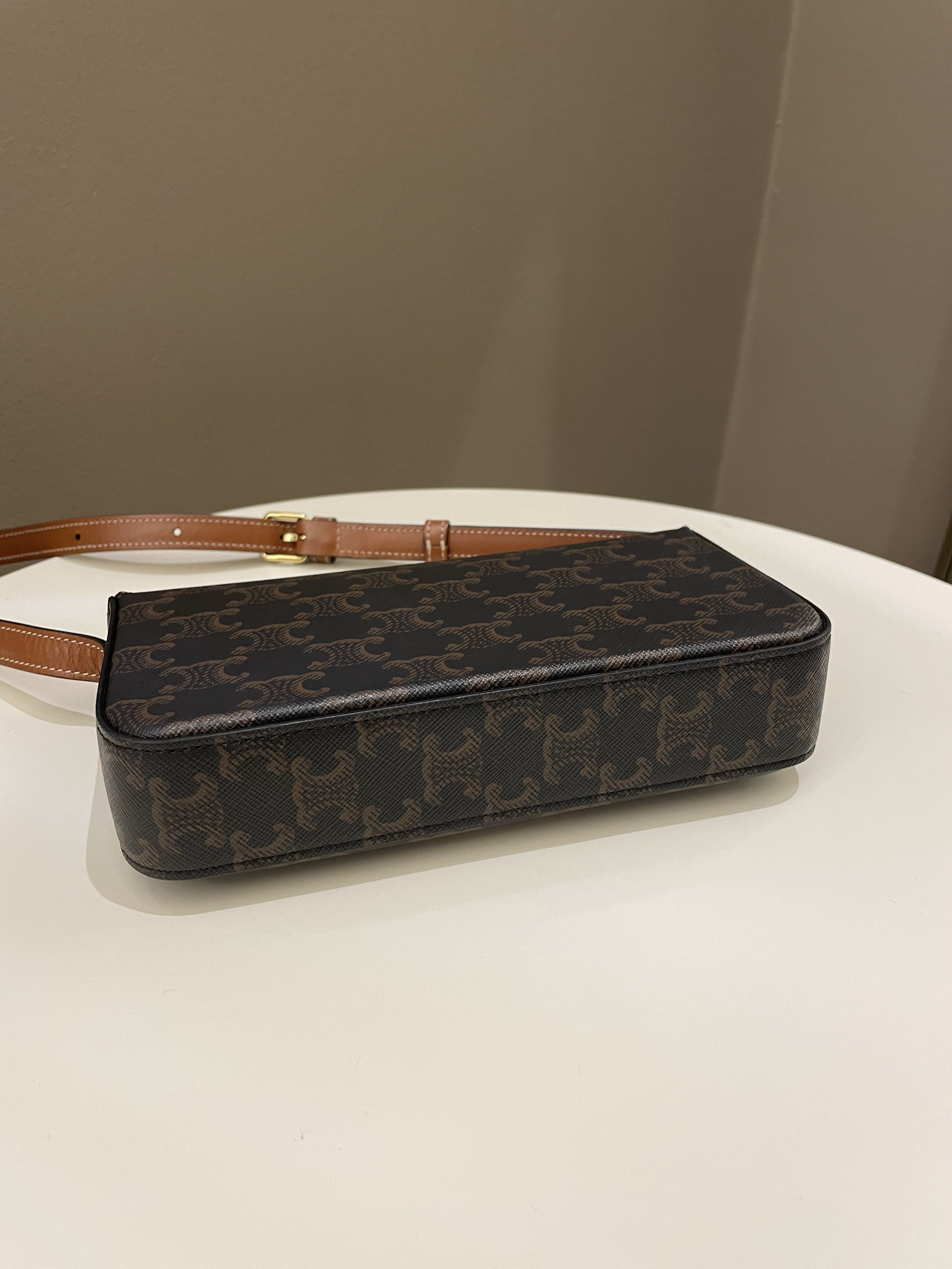 Celine Triomphe Bag Tan Canvas/ Calfskin
