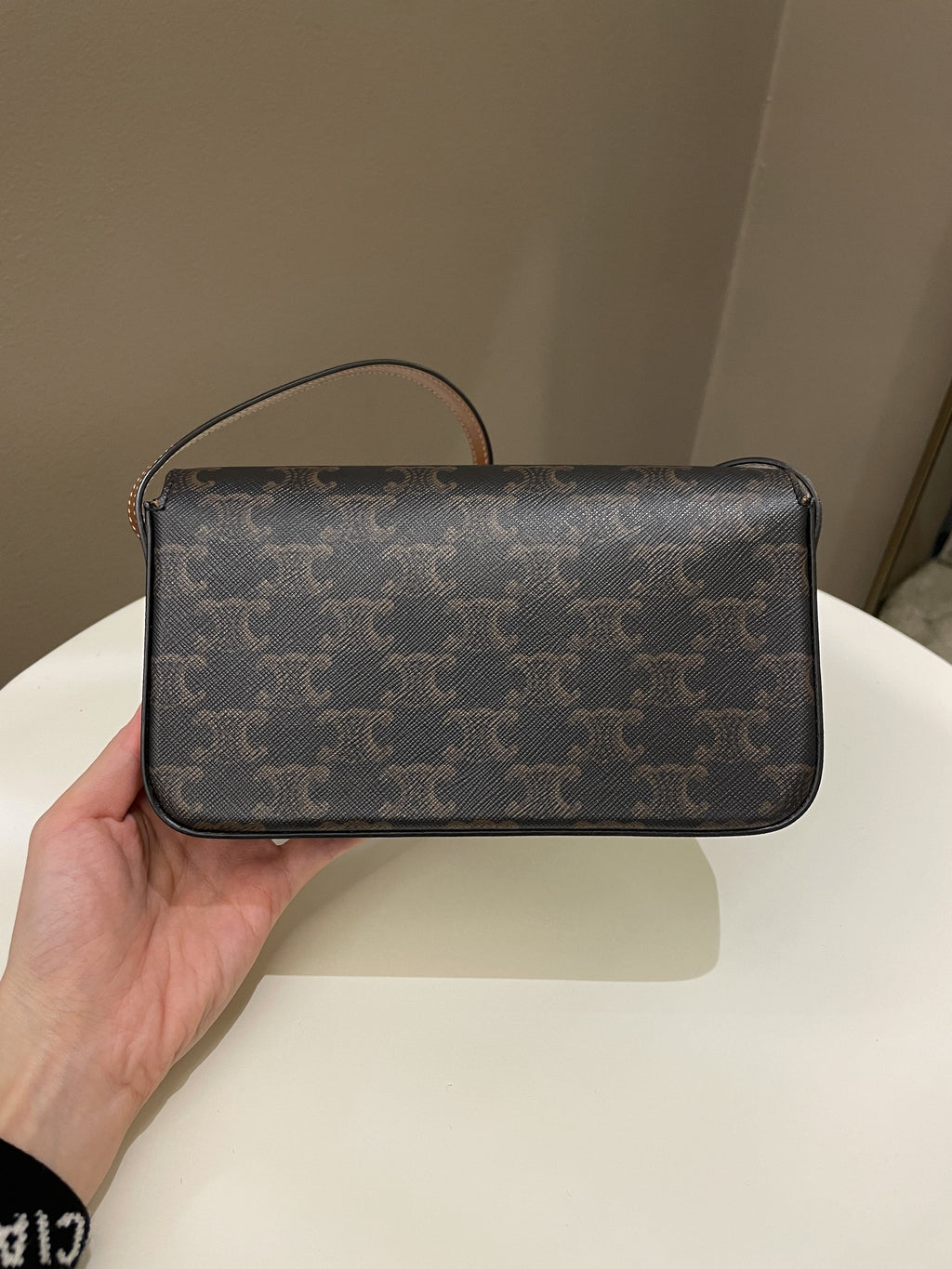 Celine Triomphe Bag Tan Canvas/ Calfskin
