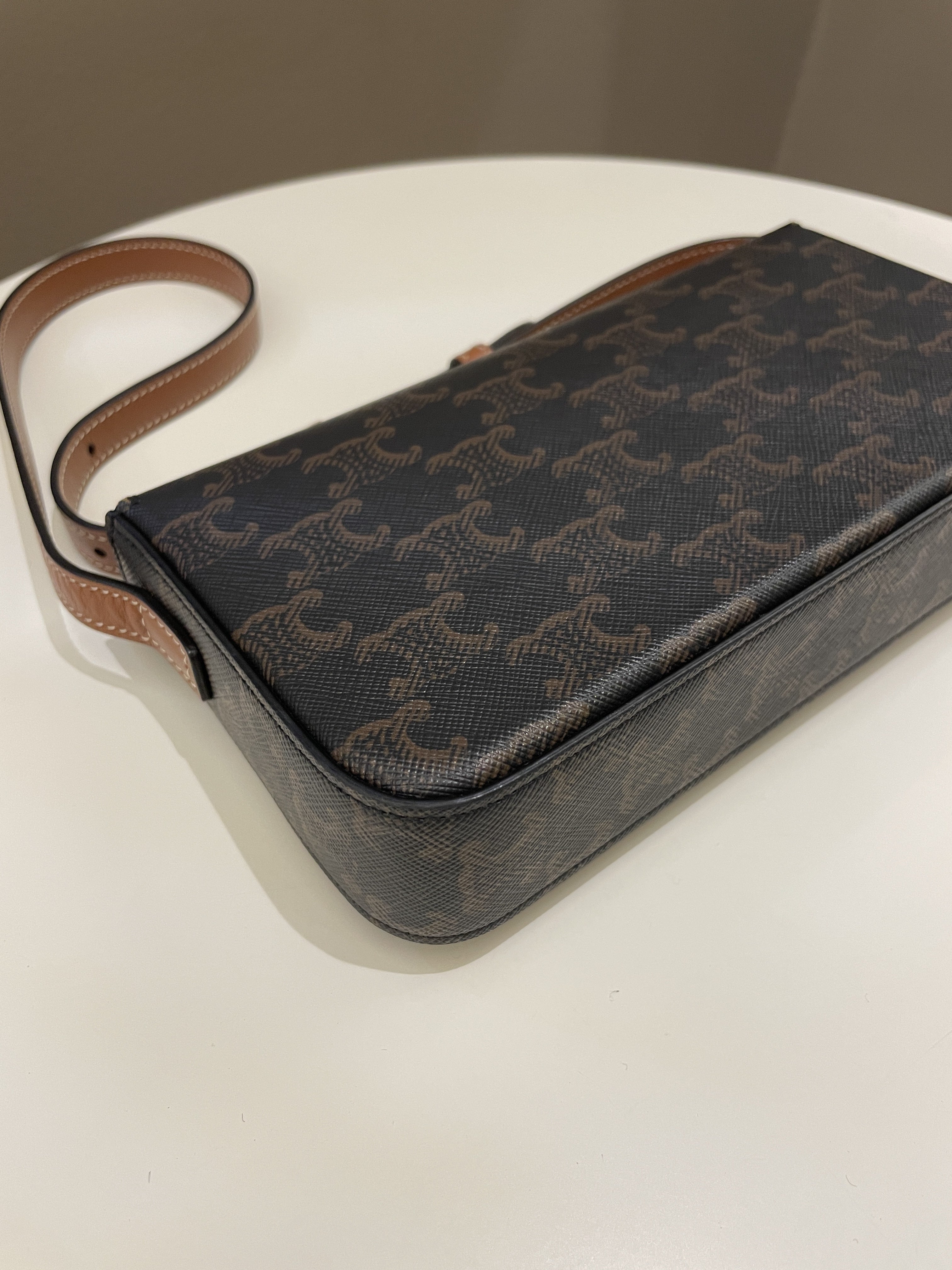 Celine Triomphe Bag Tan Canvas/ Calfskin