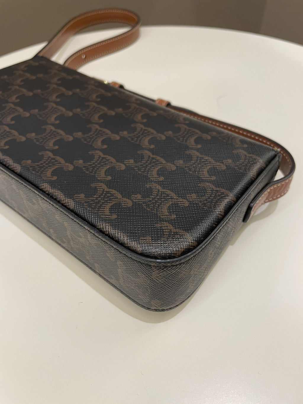Celine Triomphe Bag Tan Canvas/ Calfskin