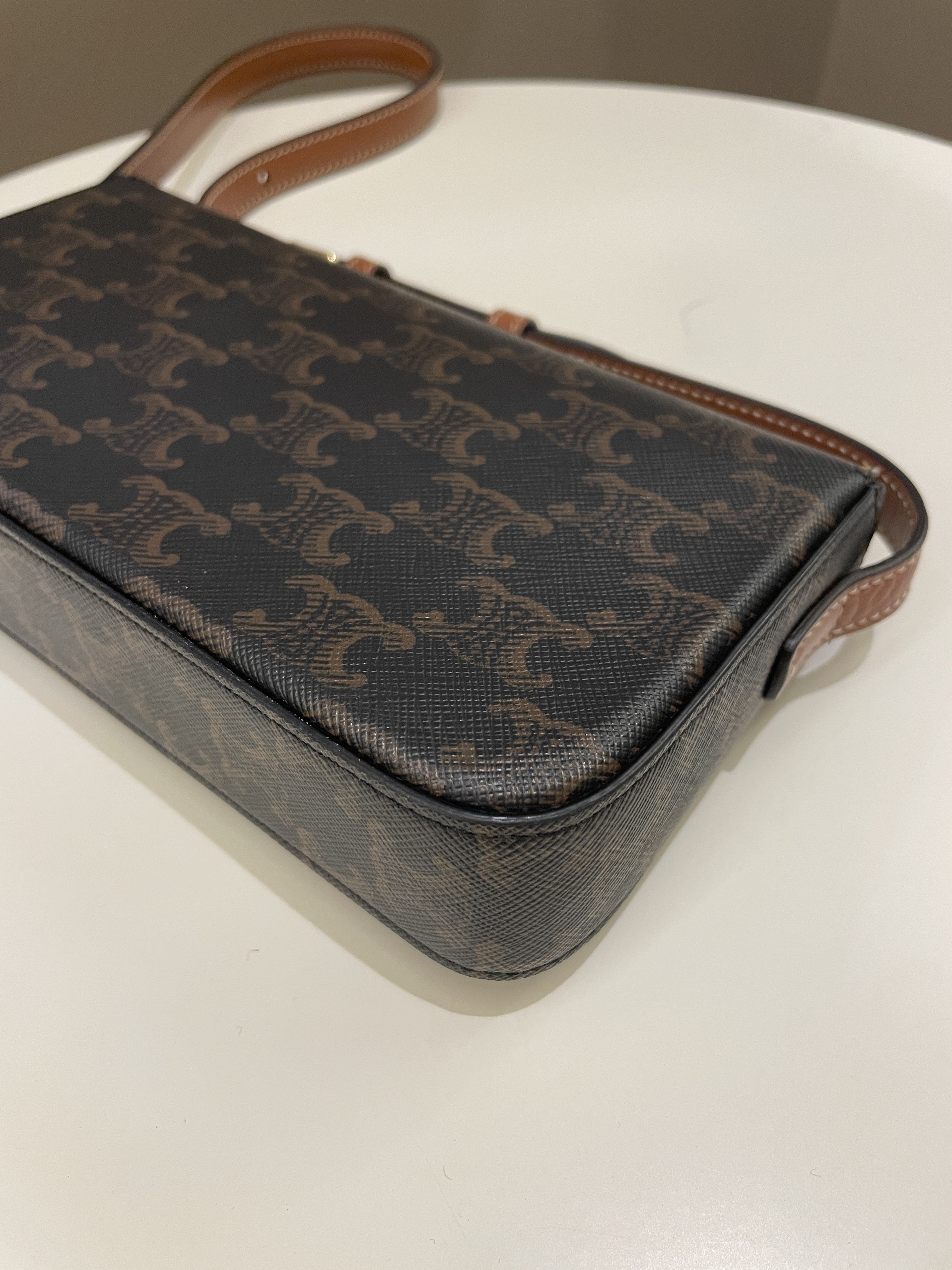 Celine Triomphe Bag Tan Canvas/ Calfskin