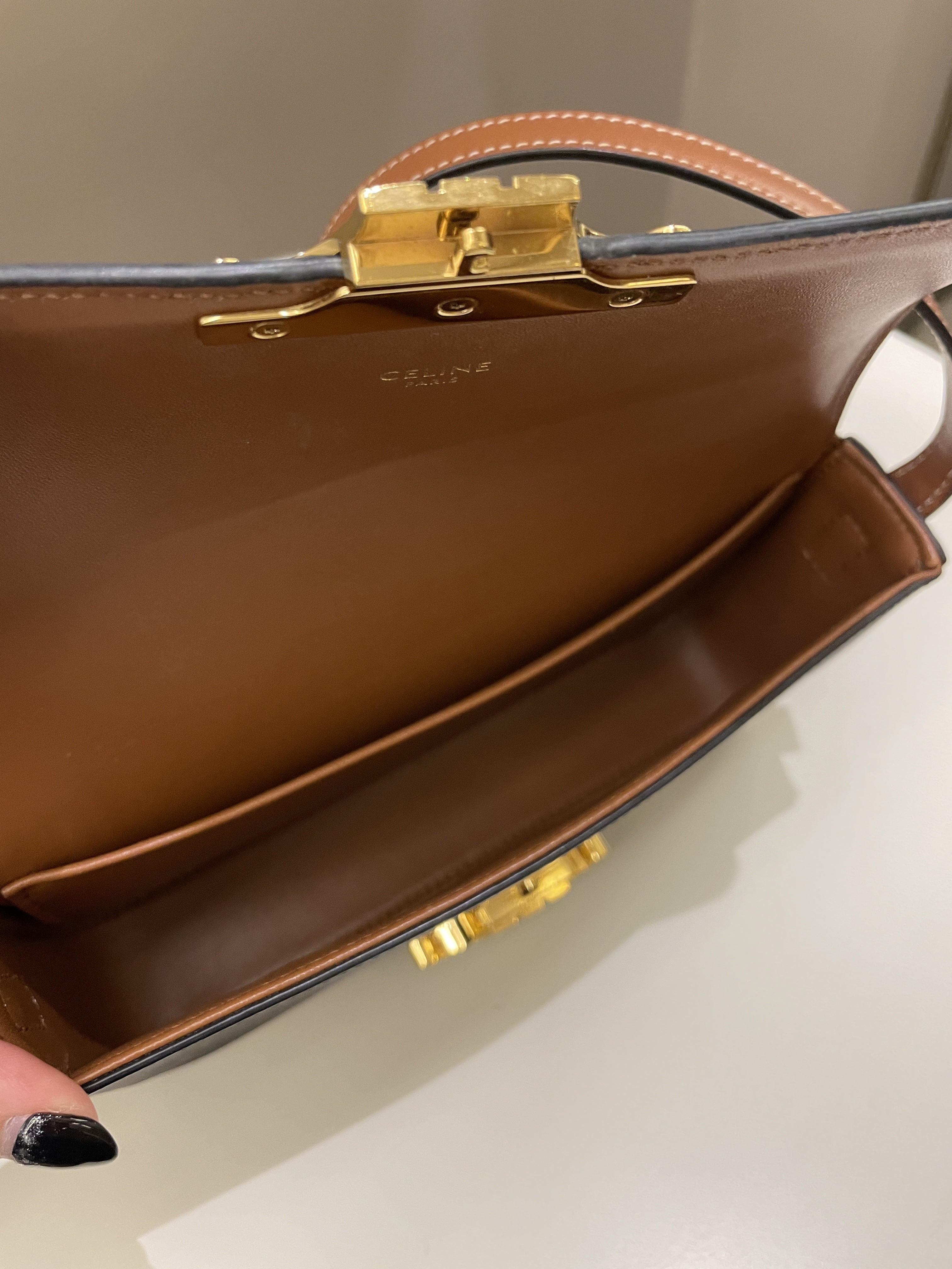 Celine Triomphe Bag Tan Canvas/ Calfskin