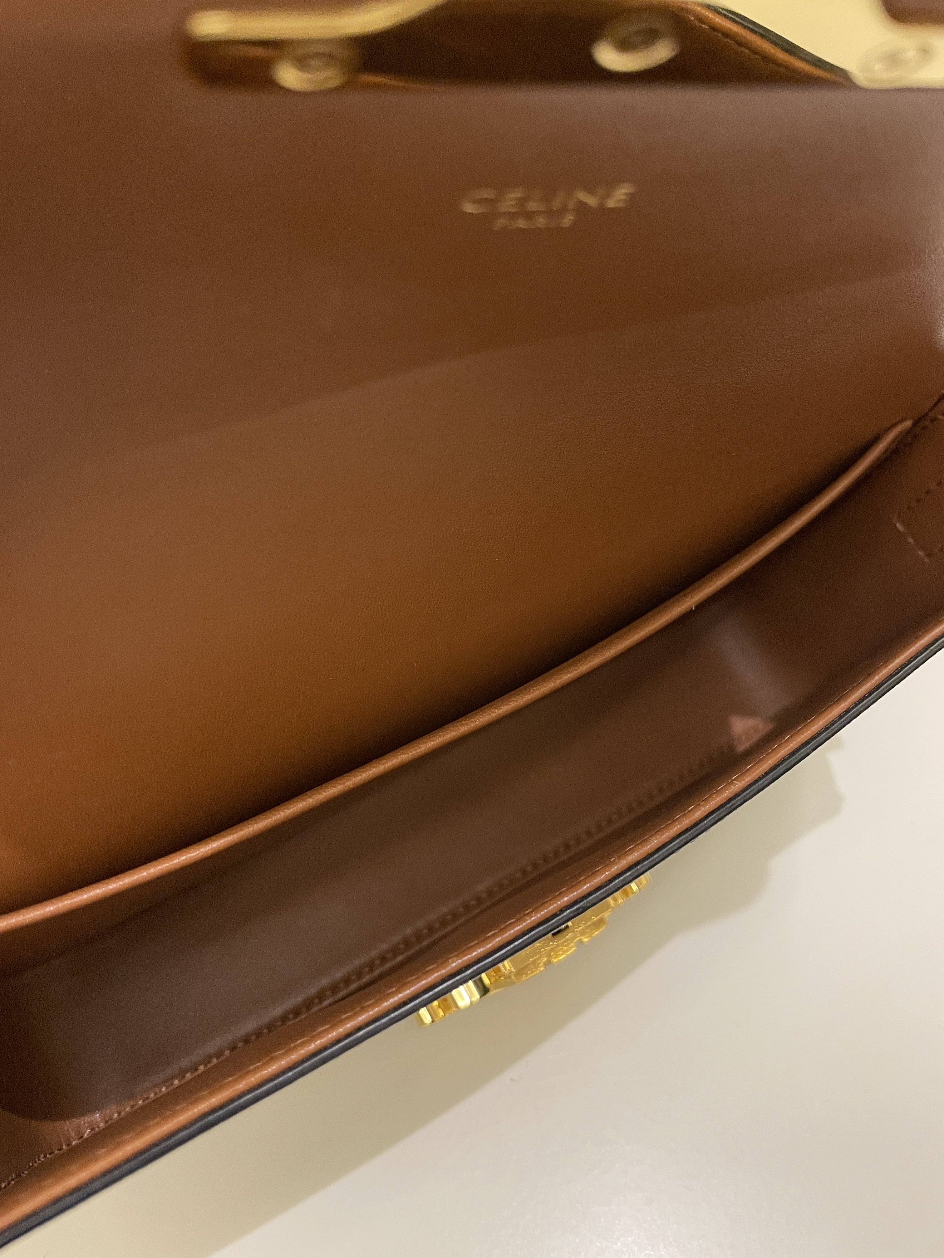 Celine Triomphe Bag Tan Canvas/ Calfskin