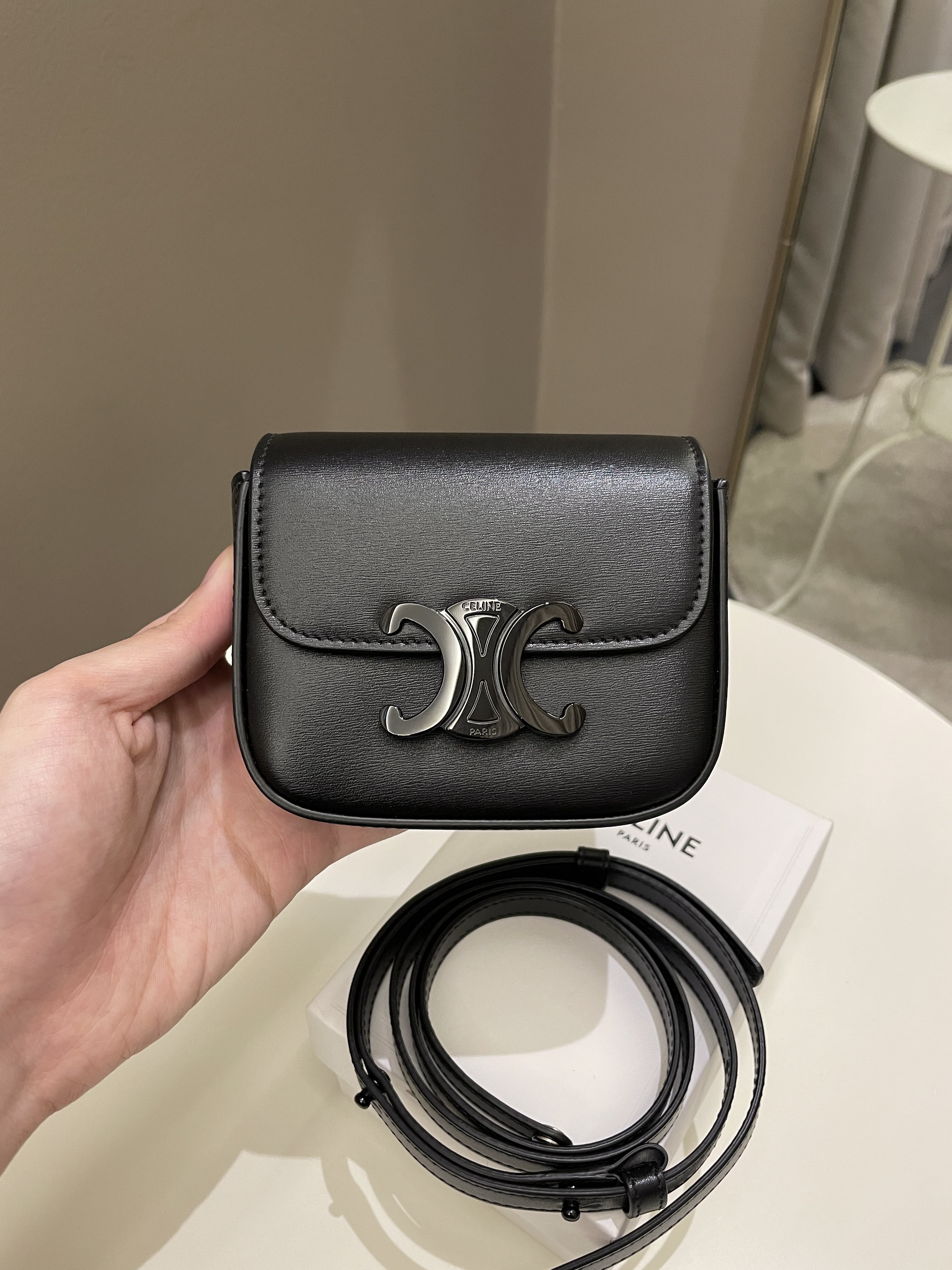 Celine Mini Triomphe Black Calf