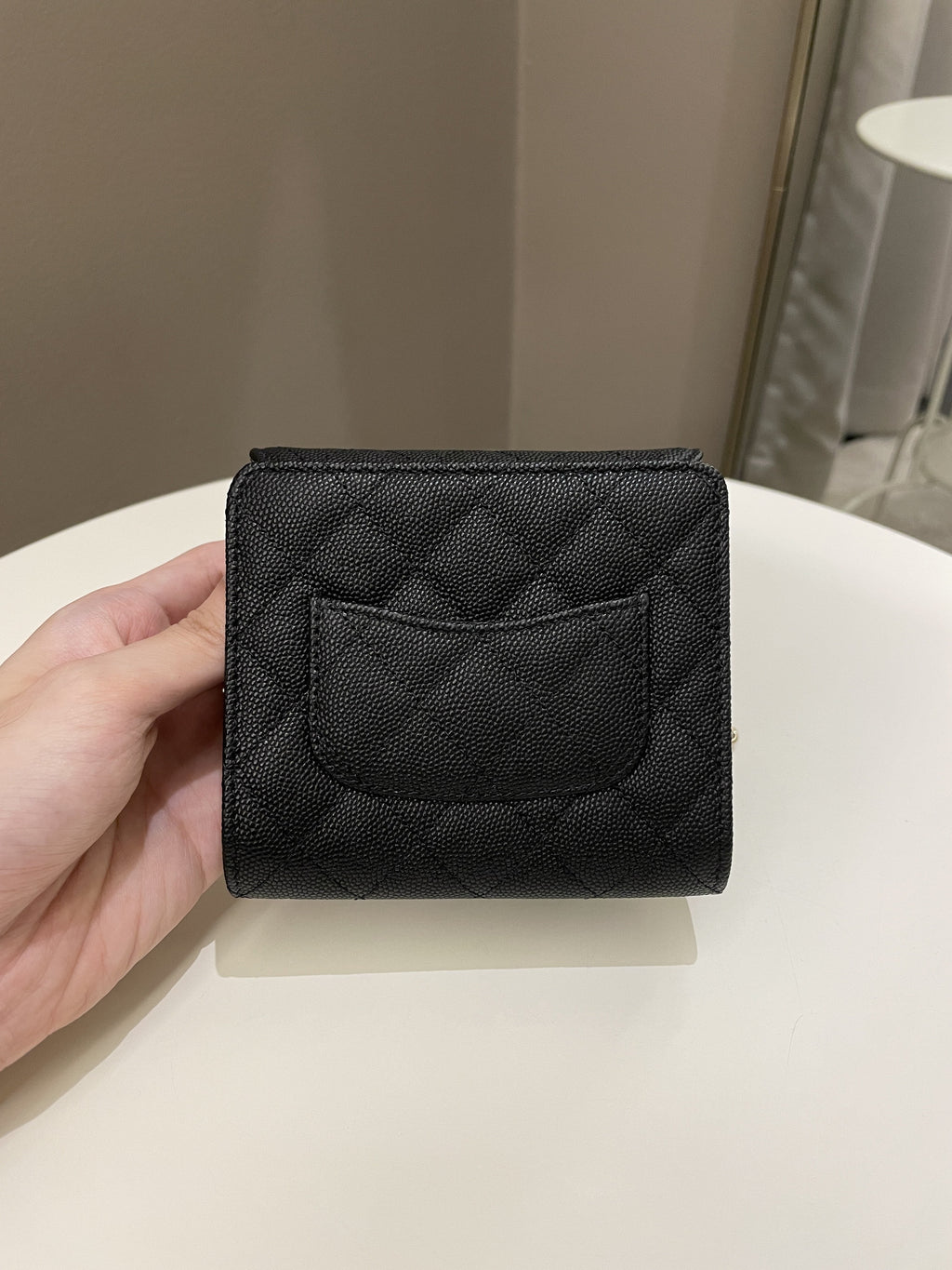 Chanel Quilted Compact Wallet On Chain Black caviar