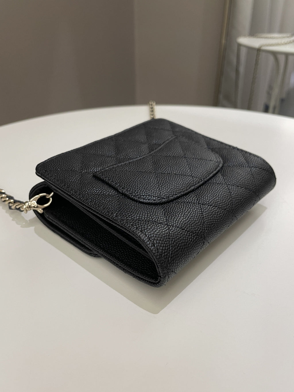 Chanel Quilted Compact Wallet On Chain Black caviar